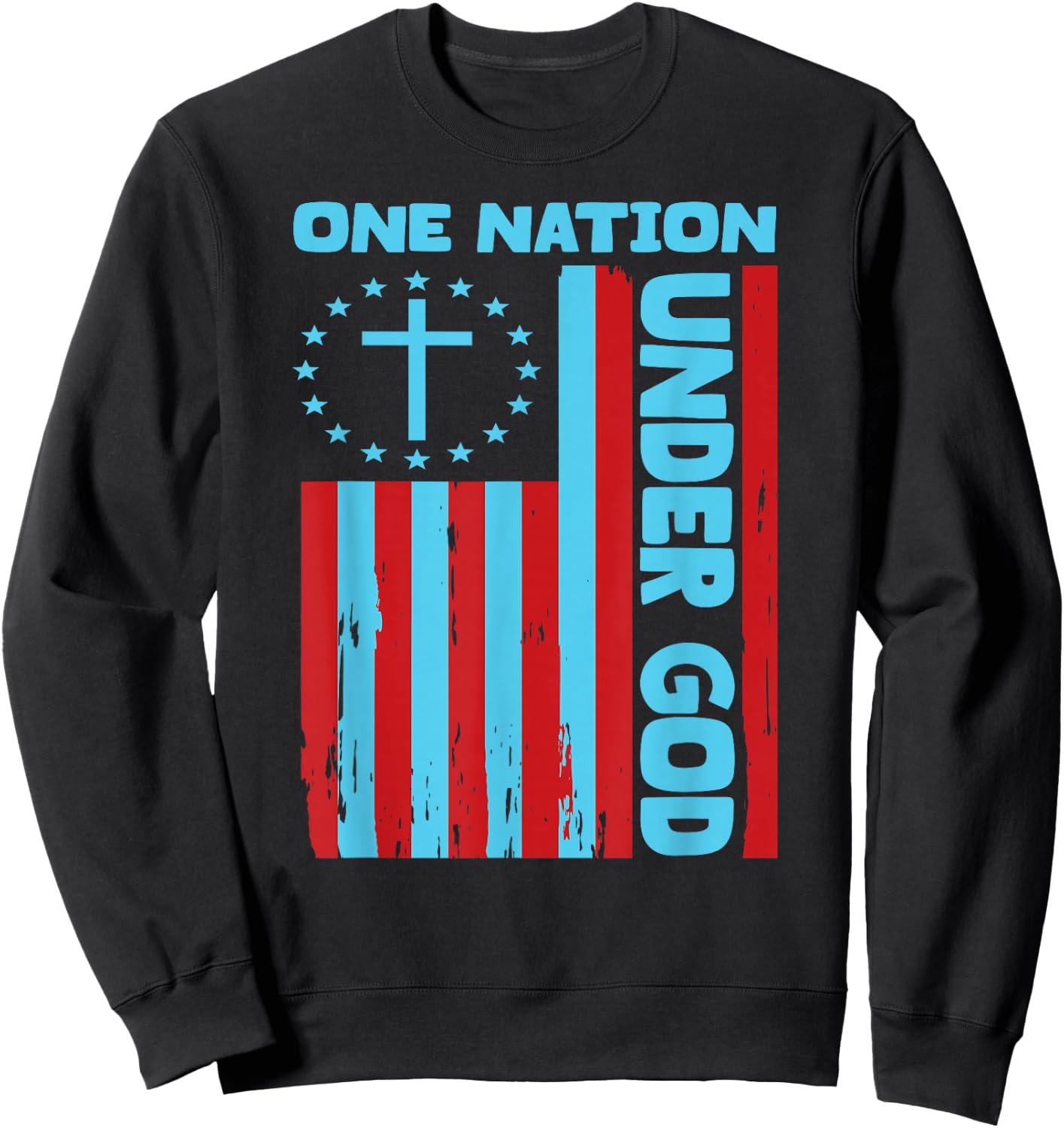 4th Of July Patriotic Christian Flag One Nation Under God Sweatshirt - Sweatshirt | Black