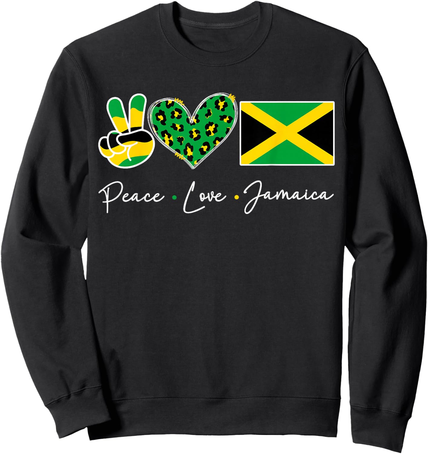Peace love Jamaica Flag Jamaican Men Women Kids Jamaica Flag Sweatshirt - Sweatshirt | Black