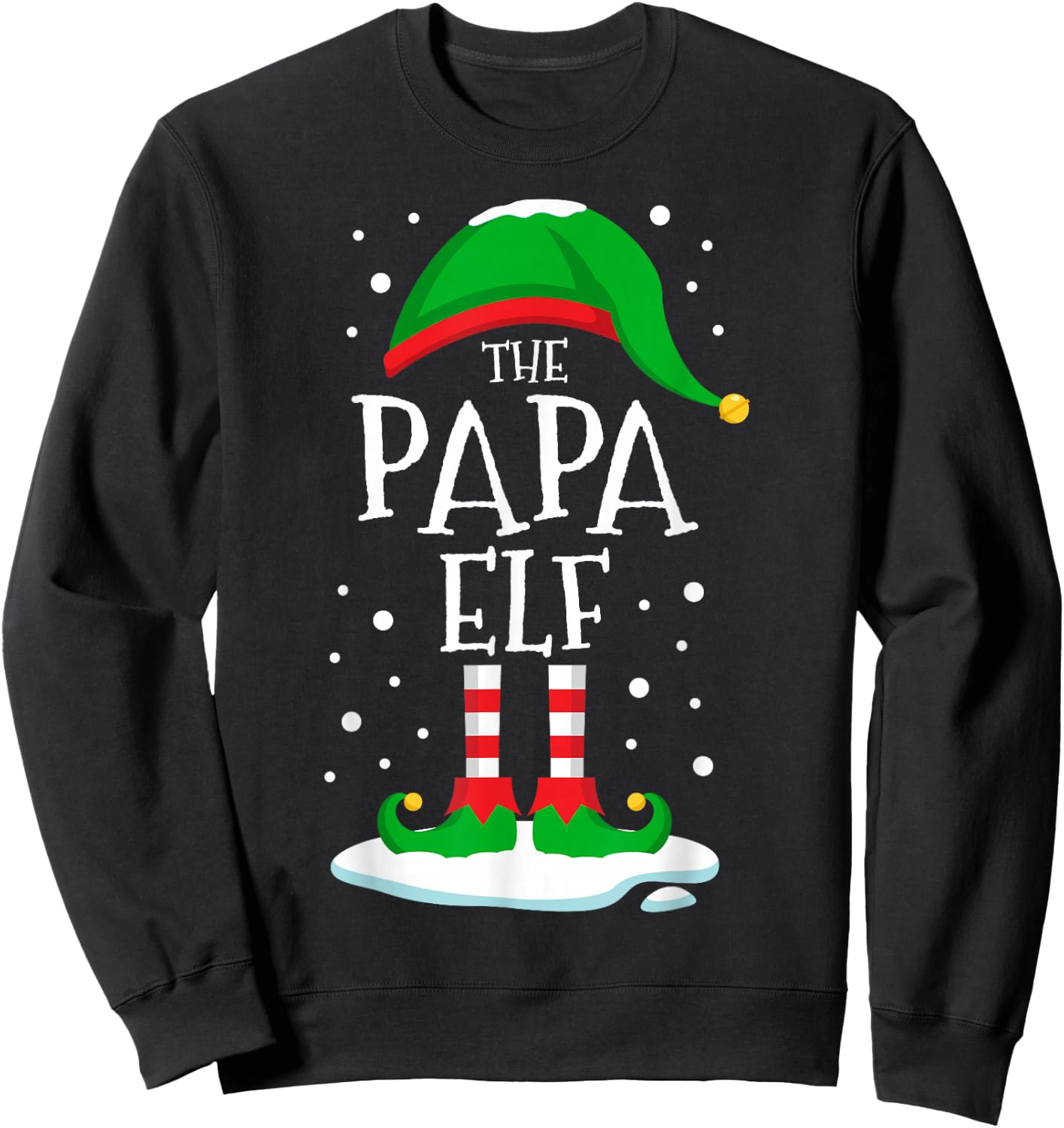 The Papa Elf Christmas Family Matching Xmas Grandpa Funny Sweatshirt - Sweatshirt | Black