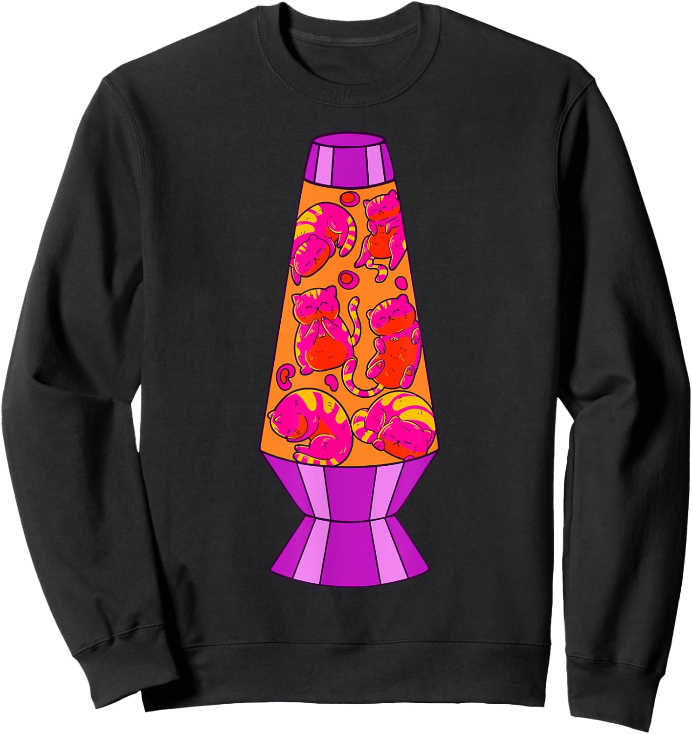 Cute Cats In Lava Lamp Retro 80s Psychedelic Purple Sweatshirt - Sweatshirt | Black