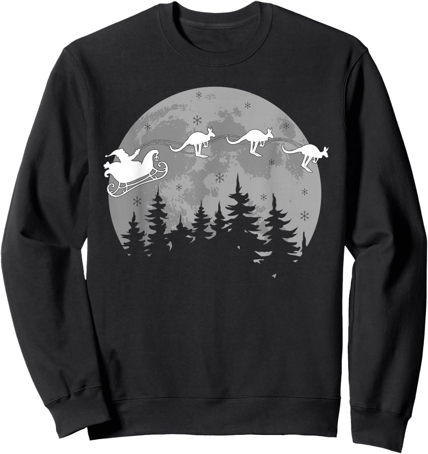 Cute Australia Kangaroo Santa Sleigh Aussie Christmas Sweatshirt - Sweatshirt | Black