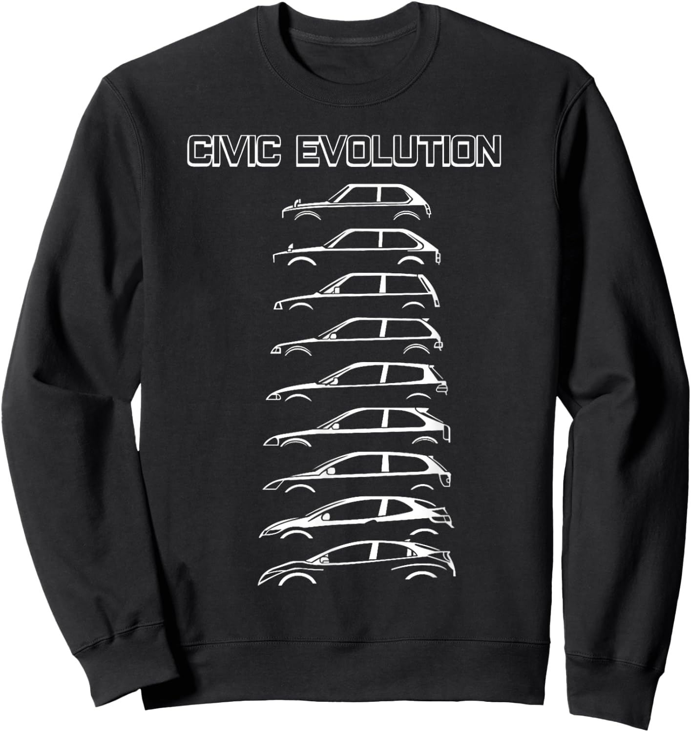Civic Evolution EK EG Type R SI EF Japanese Car , Small, Black Sweatshirt - Sweatshirt | Black