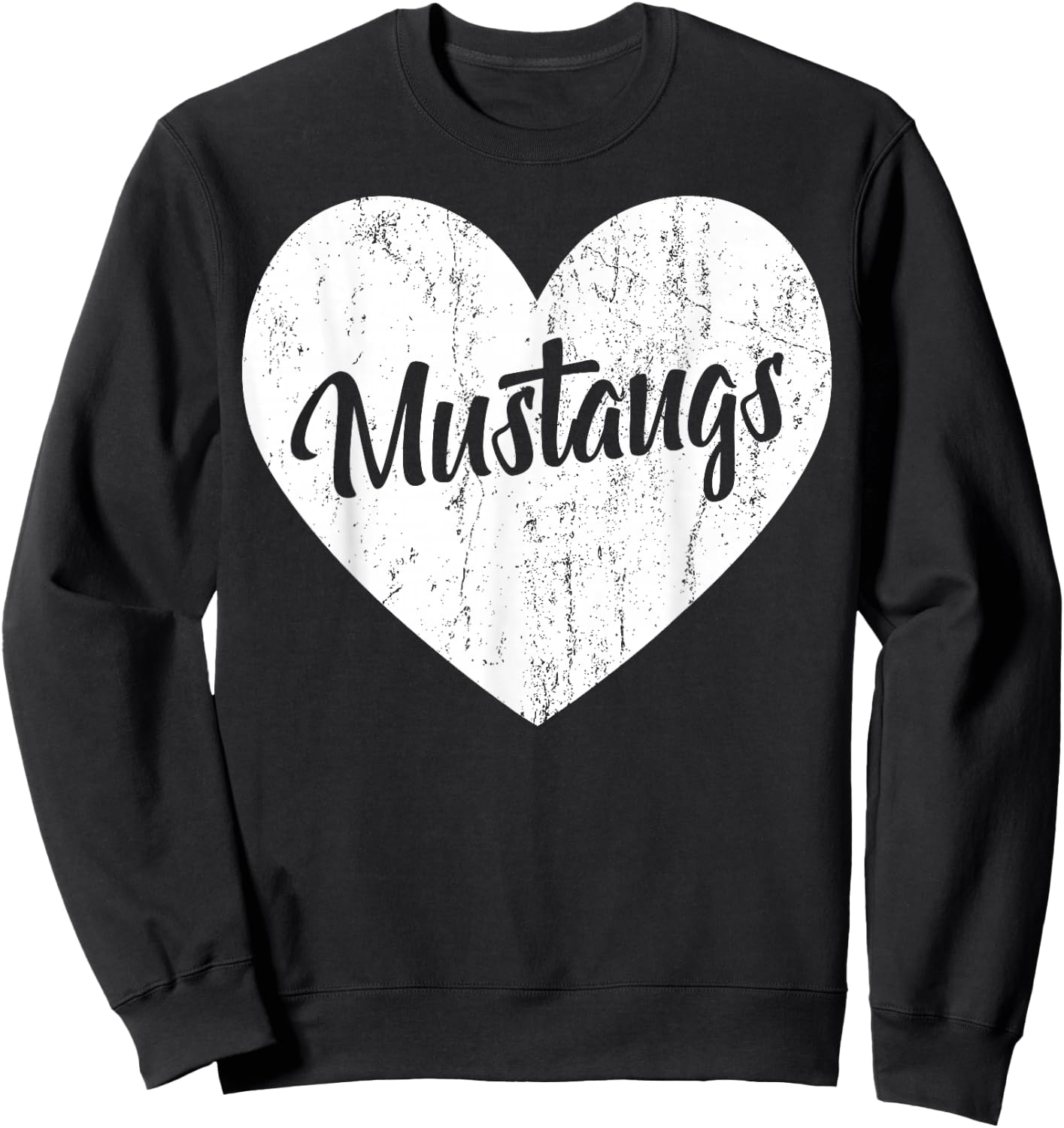 Mustangs School Sports Fan Team Spirit Mascot Heart Gift Sweatshirt - Sweatshirt | Black