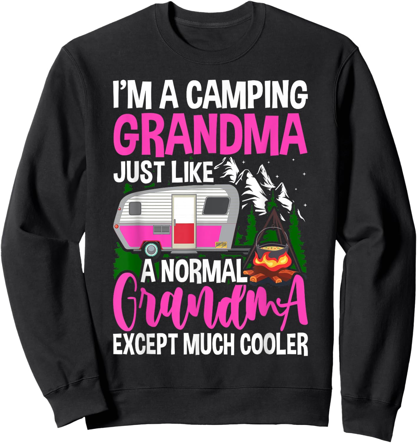 Funny I'm A Camping Grandma Camper Campfire Mothers Day Sweatshirt - Sweatshirt | Black