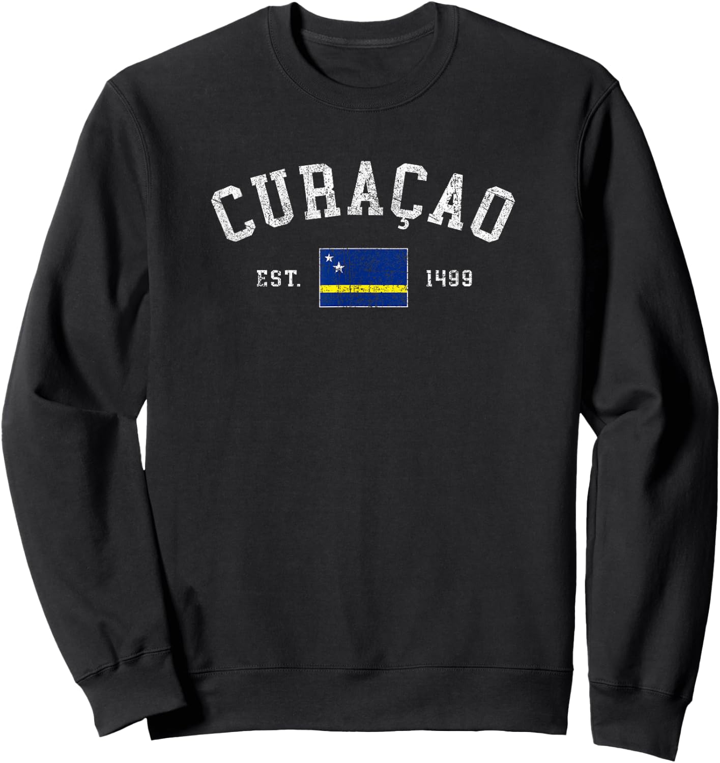 Curacao Flag Est 1499 Vintage Vacation Souvenir Sweatshirt - Sweatshirt | Black