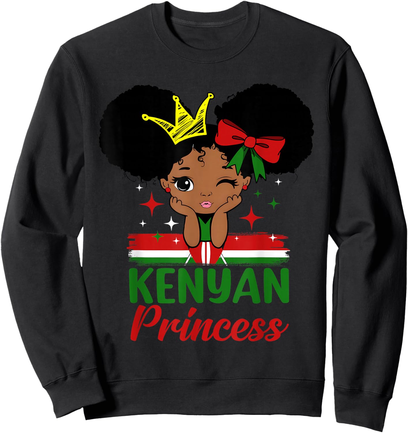 Kenyan Princess Kenya Girl Melanin Cute Kenyan Flag Sweatshirt - Sweatshirt | Black