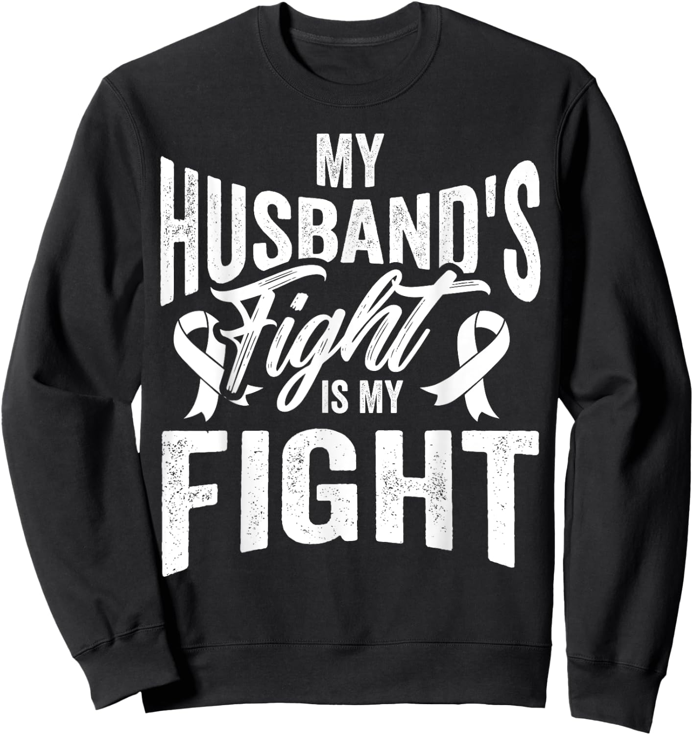 InGENIUS Cancer Awareness My Husbands Fight Is My Fight Support -Adults Black Classic Fit Short Sleeve Sweatshirt - Sweatshirt | Black