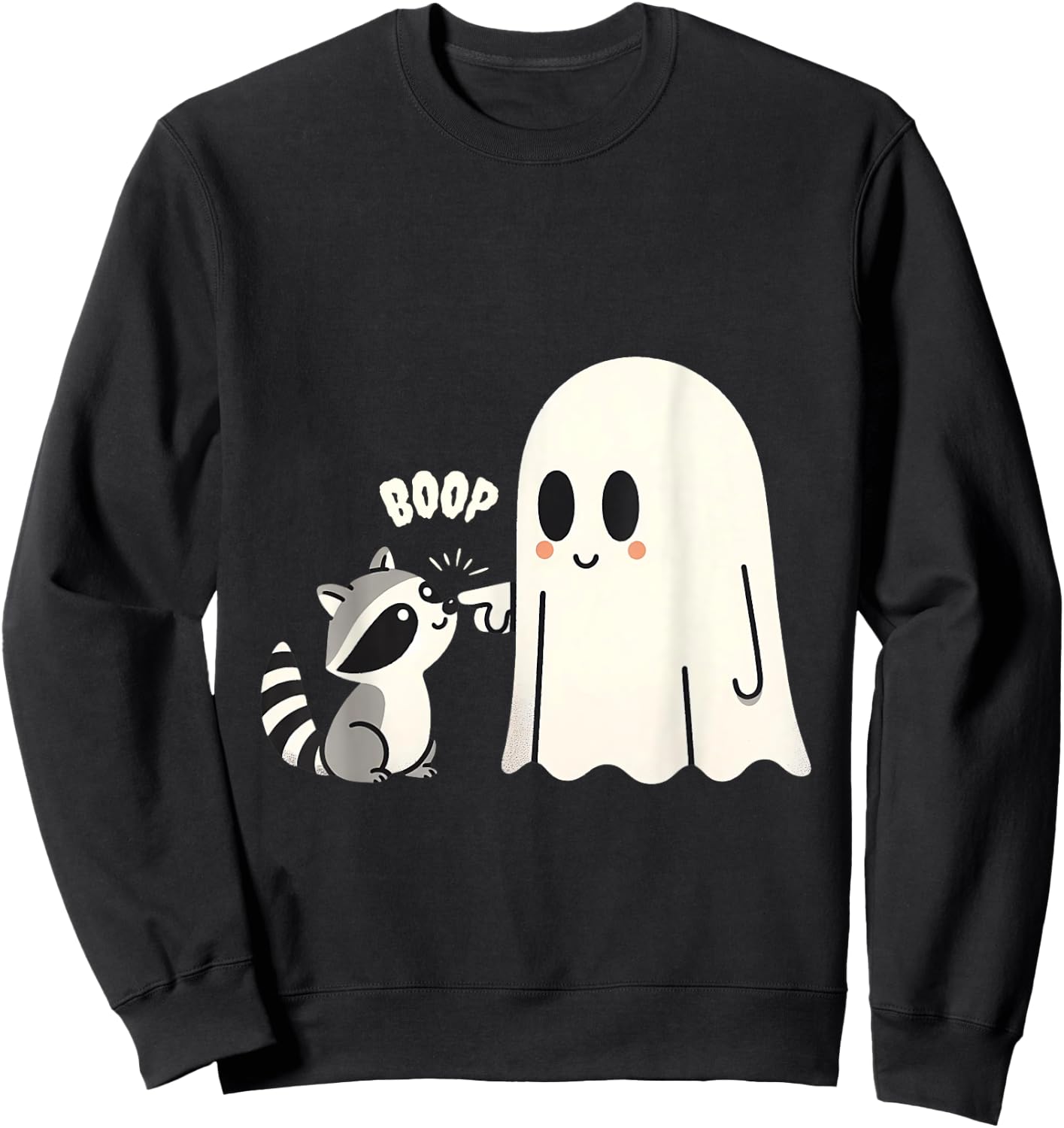 Raccoon Vintage Ghost Boop Men Women Funny Halloween Racoon Sweatshirt - Sweatshirt | Black