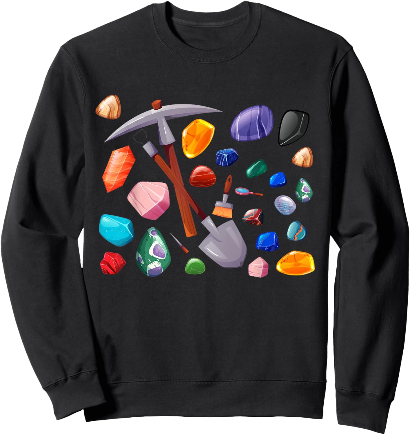 Crystals Minerals Hobby Geologist Gemstone Quotes Mining Tools Graphic Funny Science Gem Hunters Scientists , Small, Black Sweatshirt - Sweatshirt | Black