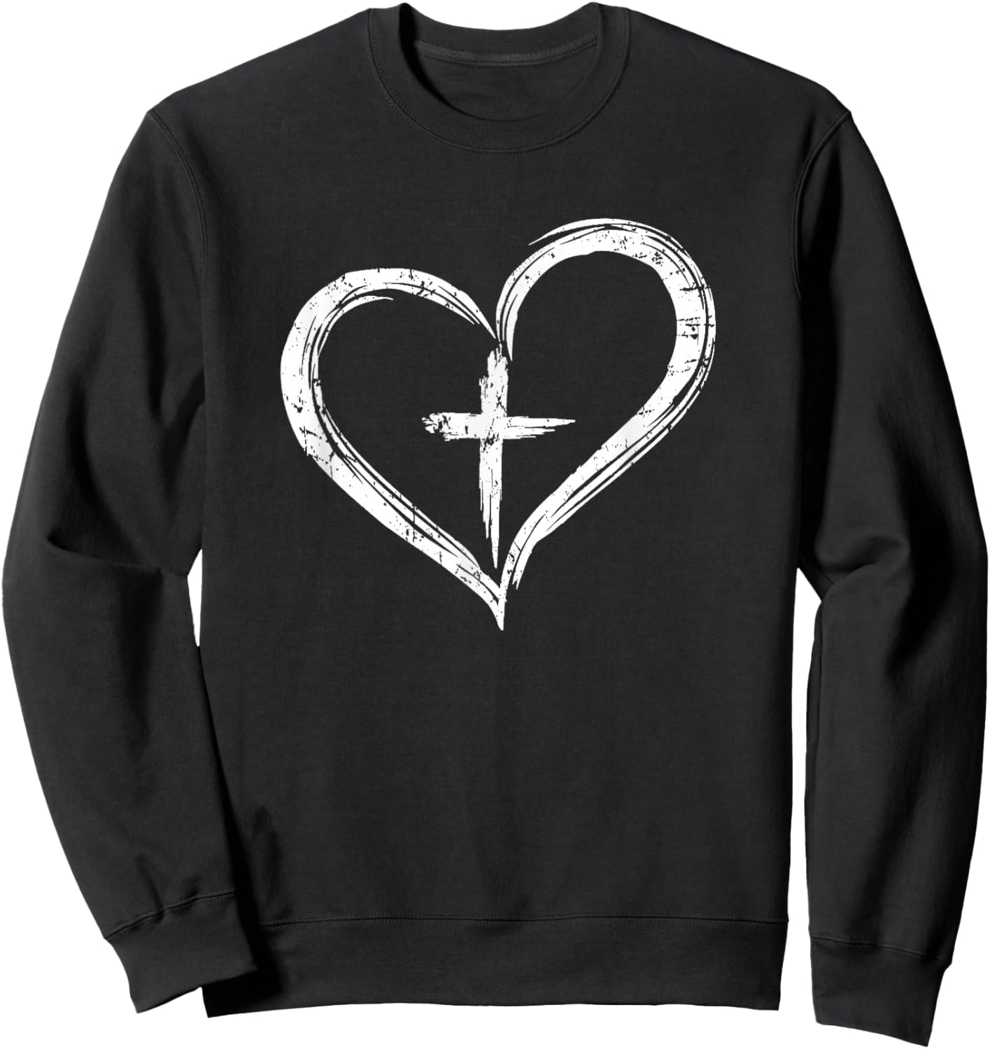 Stylish Cross In Heart Christian Sweatshirt - Sweatshirt | Black