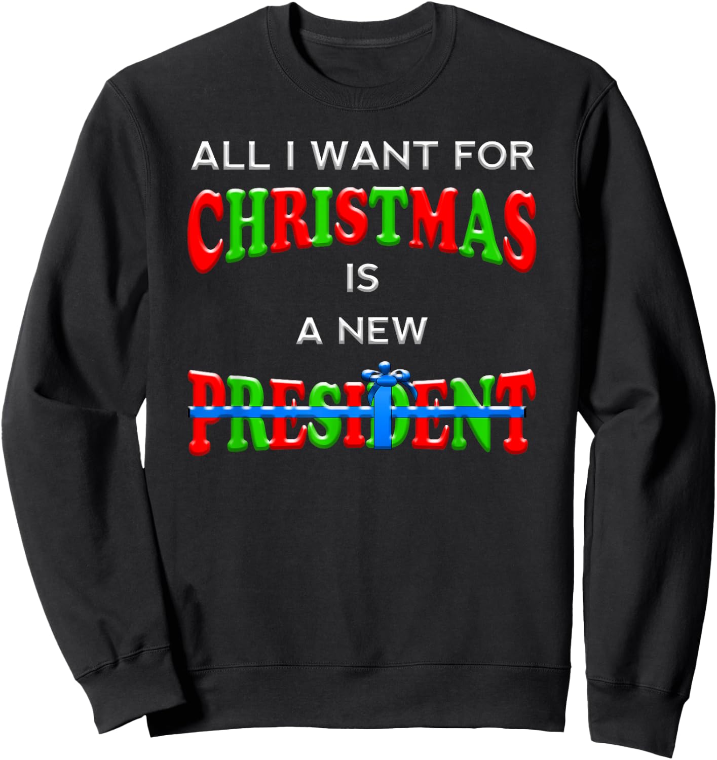 Funny Trump Christmas Anti Biden 2020 Voter Men Women Meme Sweatshirt - Sweatshirt | Black