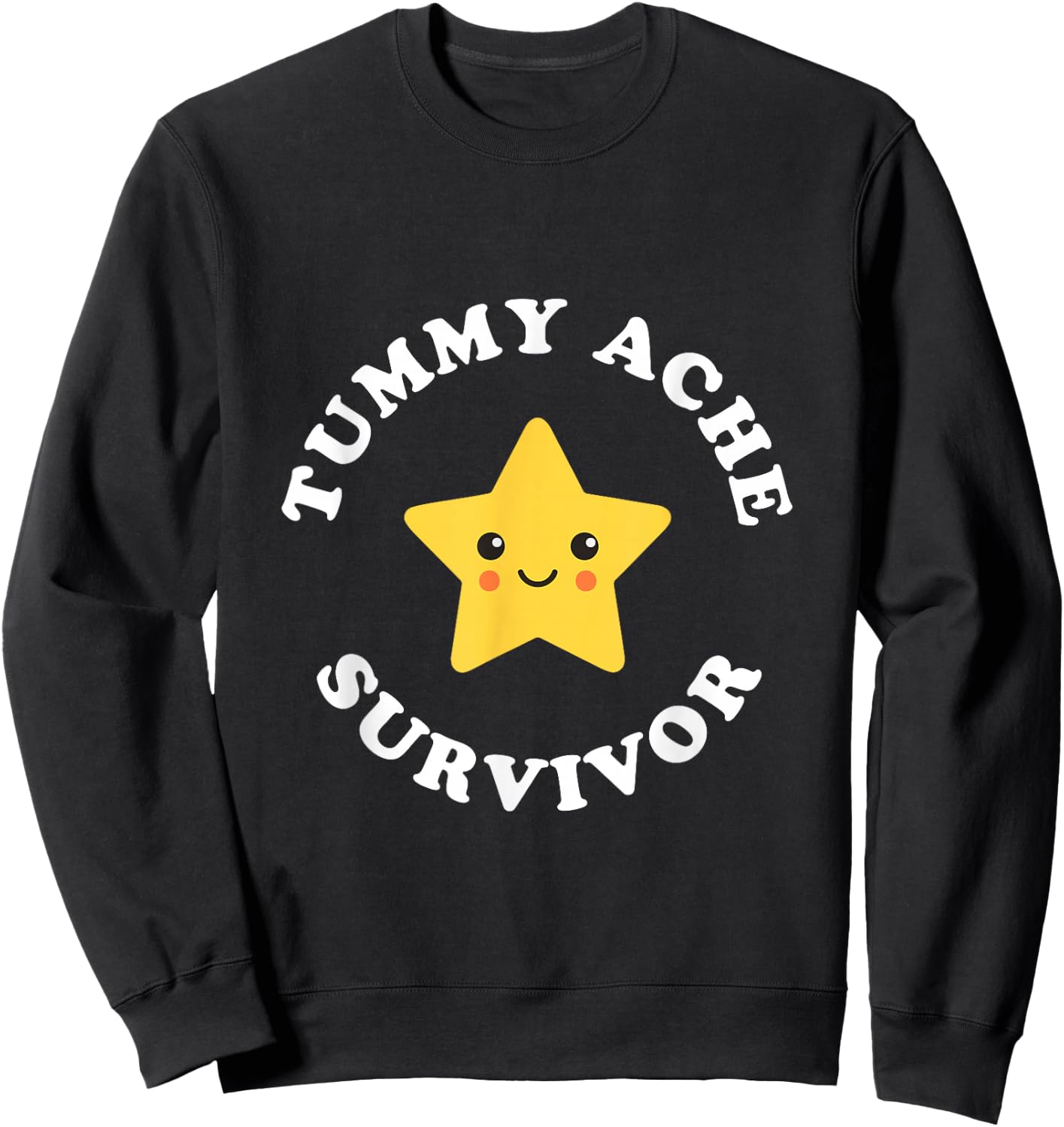 Cute Tummy Ache Survivor Star Ironic Pun Stomach Ache Sweatshirt - Sweatshirt | Black