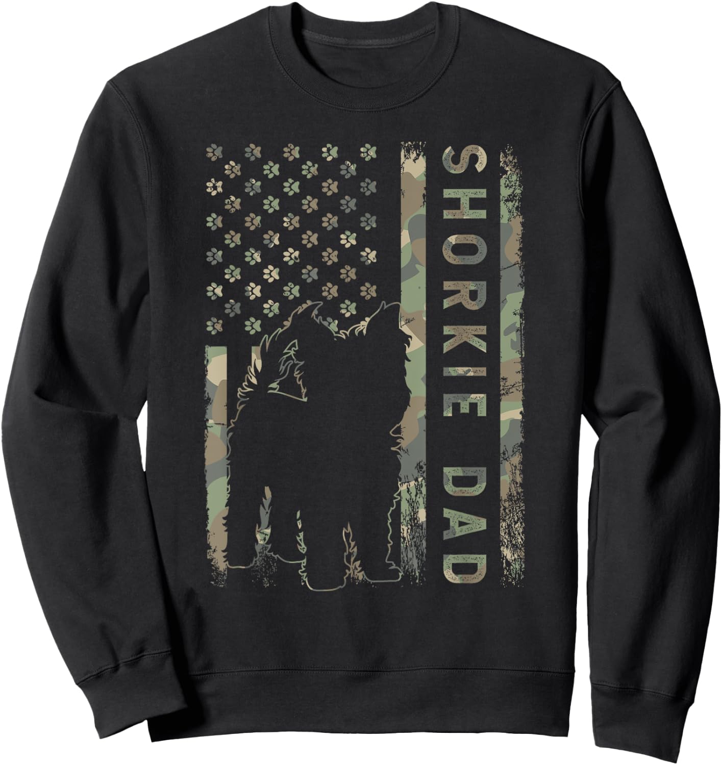 Shorkie Dad USA Flag Dog Owner Women Kids Men Sweatshirt - Sweatshirt | Black