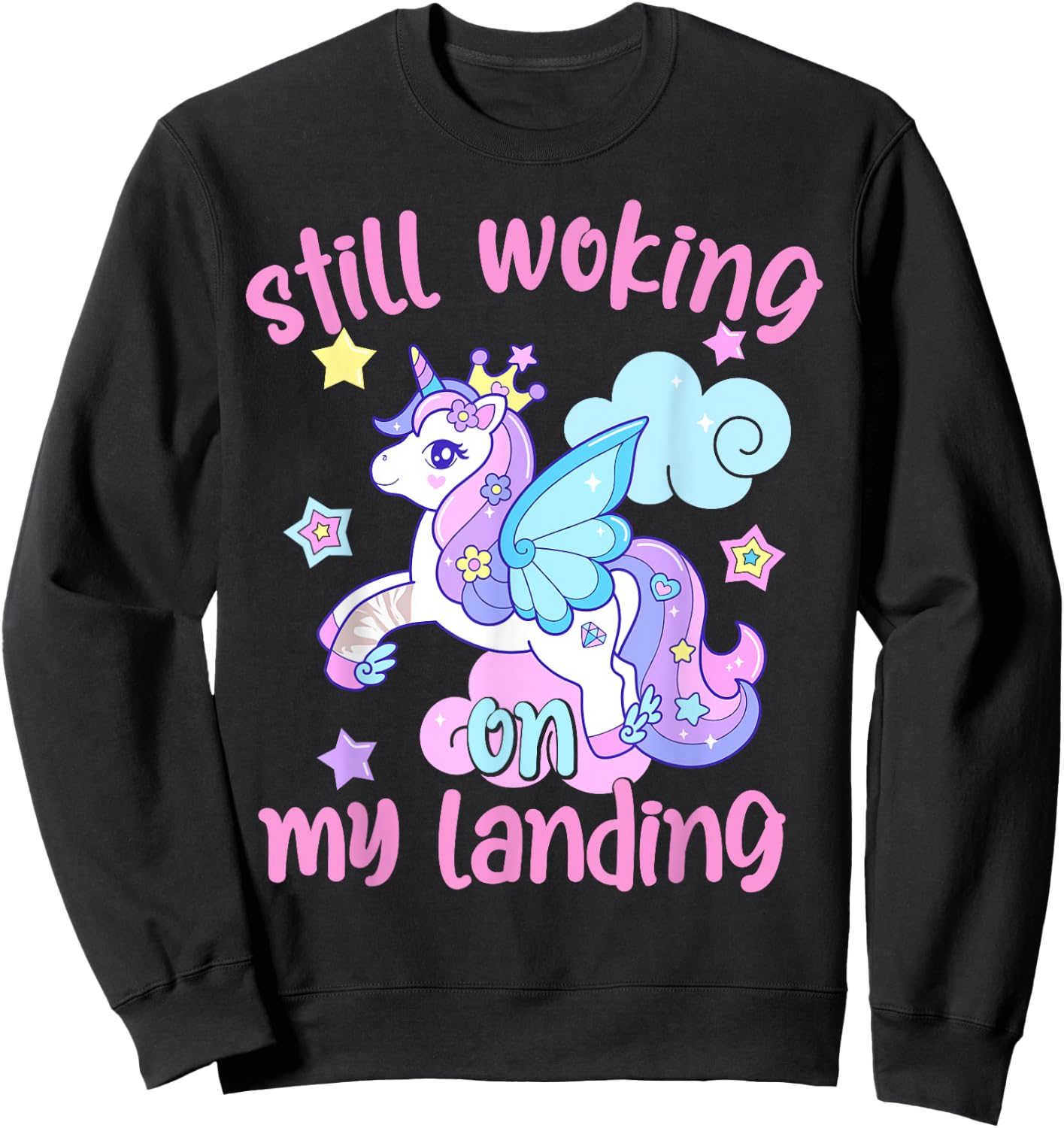 Still Working On My Landing Injury Broken Arm Cute Unicorn Sweatshirt - Sweatshirt | Black