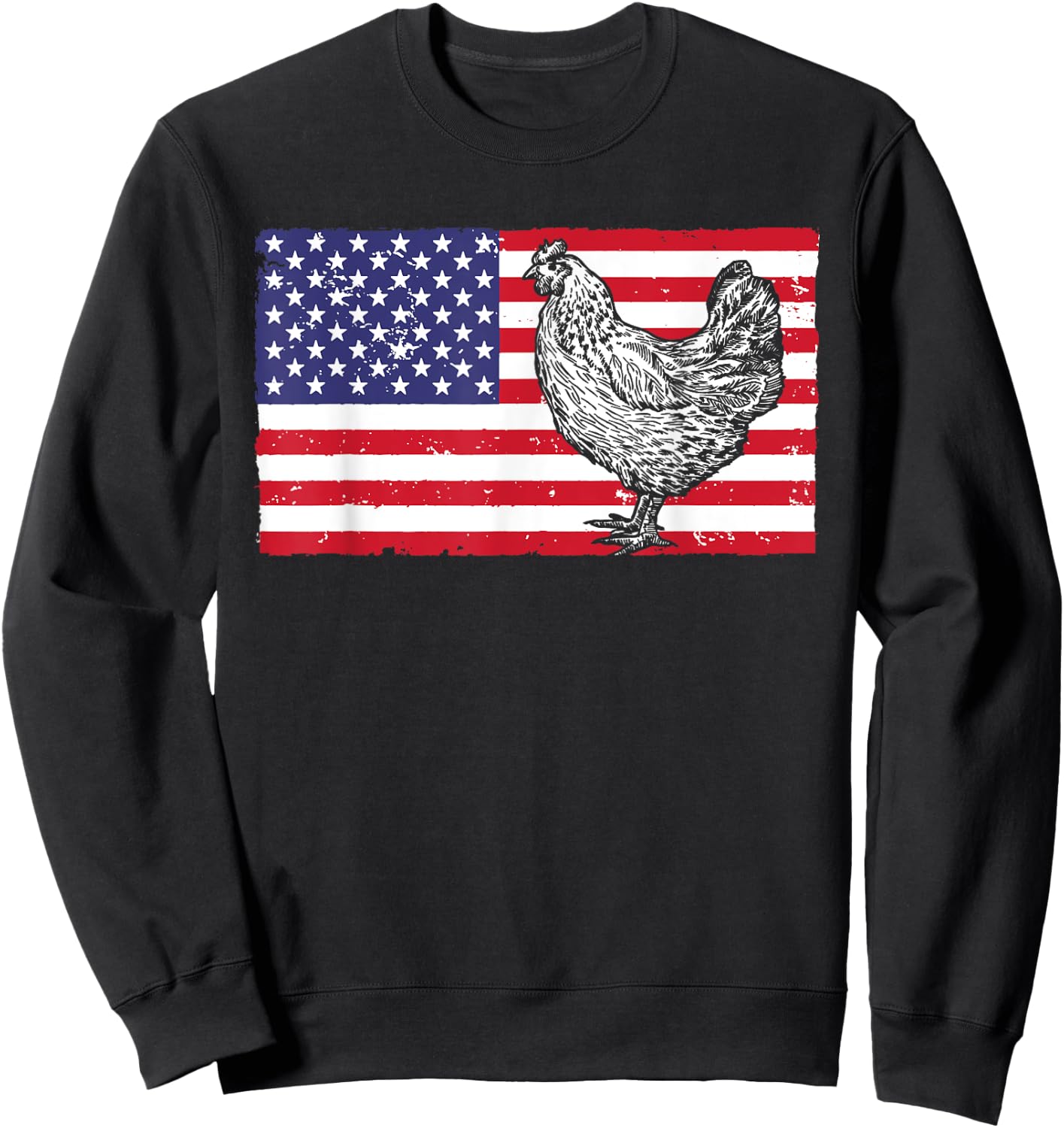 Cool Chicken Women Chicken Lover USA American Flag Sweatshirt - Sweatshirt | Black