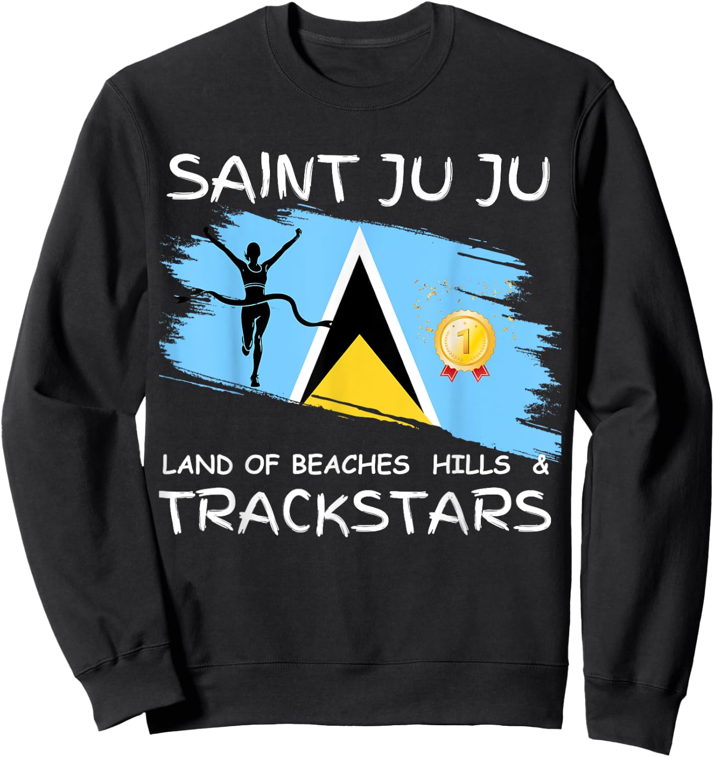 Saint Lucia/ St. Lucia/ Saint Juju Track star Celebration Sweatshirt - Sweatshirt | Black