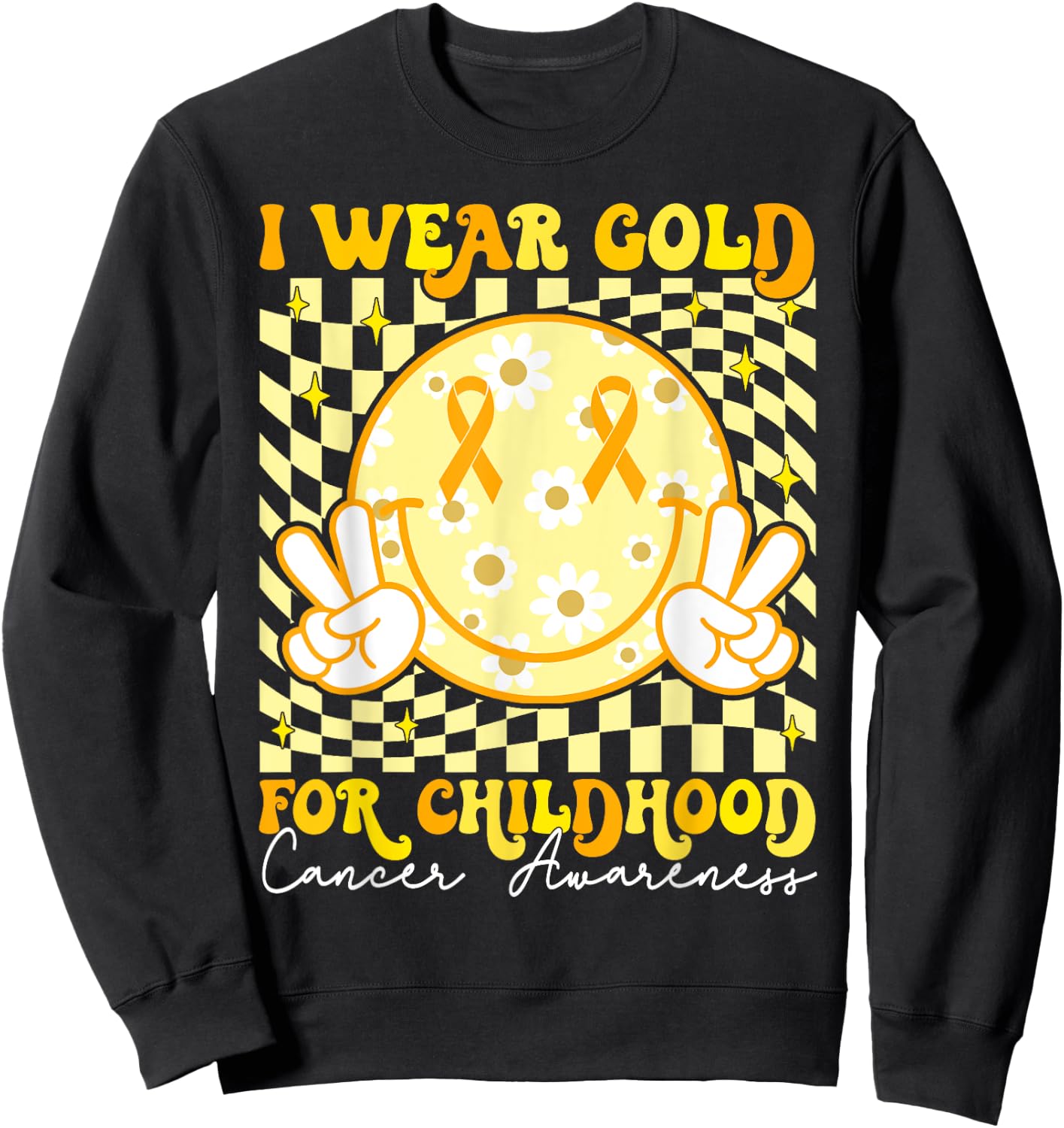 We Wear Gold for Childhood Cancer Awareness Men Woman Kids Sweatshirt - Sweatshirt | Black