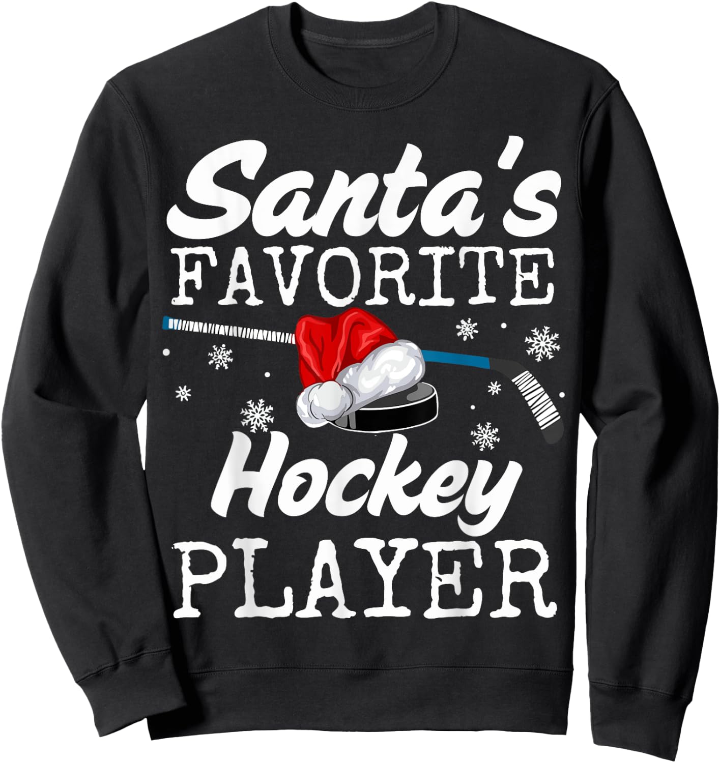 Santa's Hockey Player Christmas Pajamas Hockey Team Xmas Kid Sweatshirt - Sweatshirt | Black