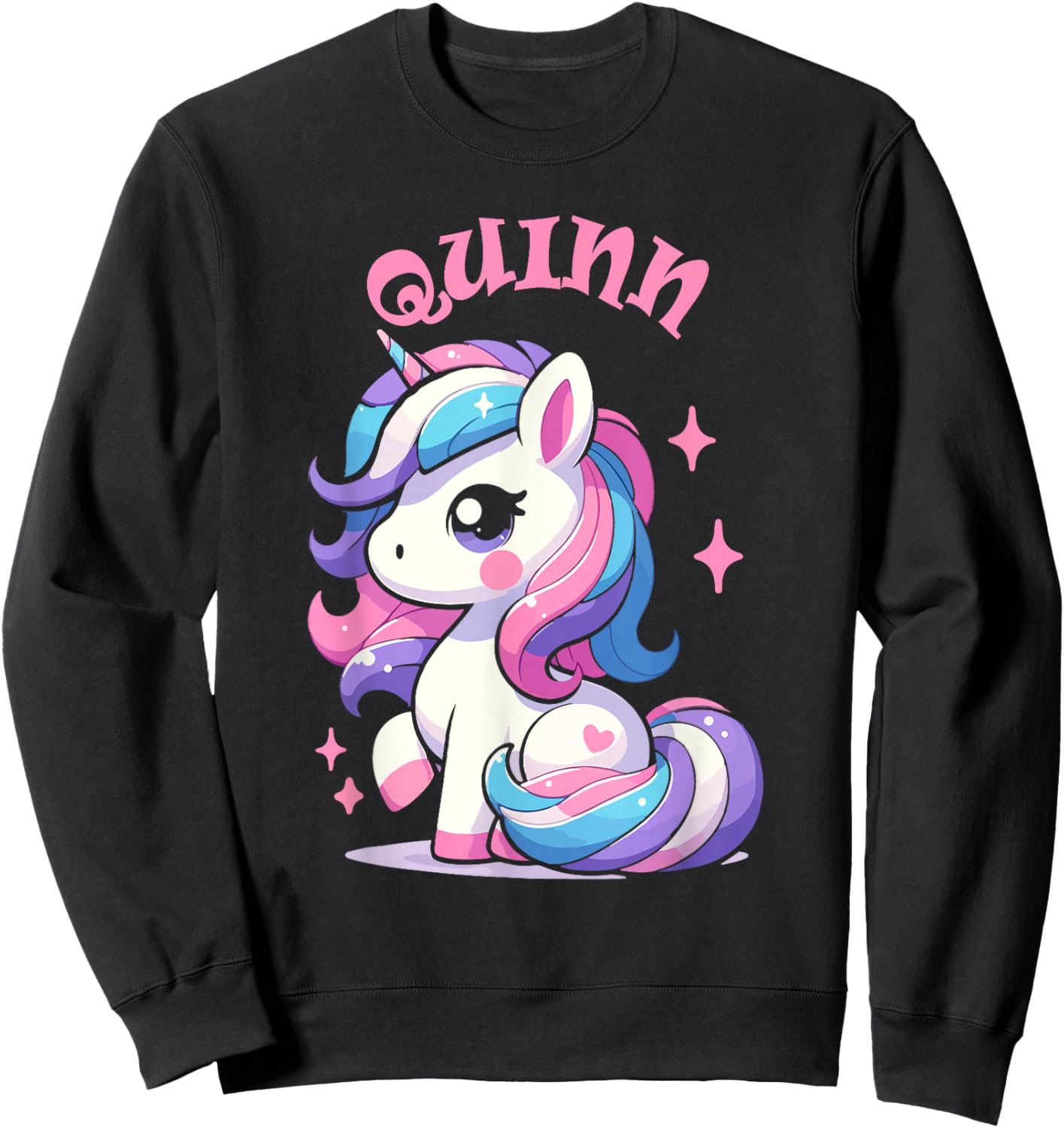 Quinn Cute Unicorn Design for Girls Name Quinn Sweatshirt - Sweatshirt | Black