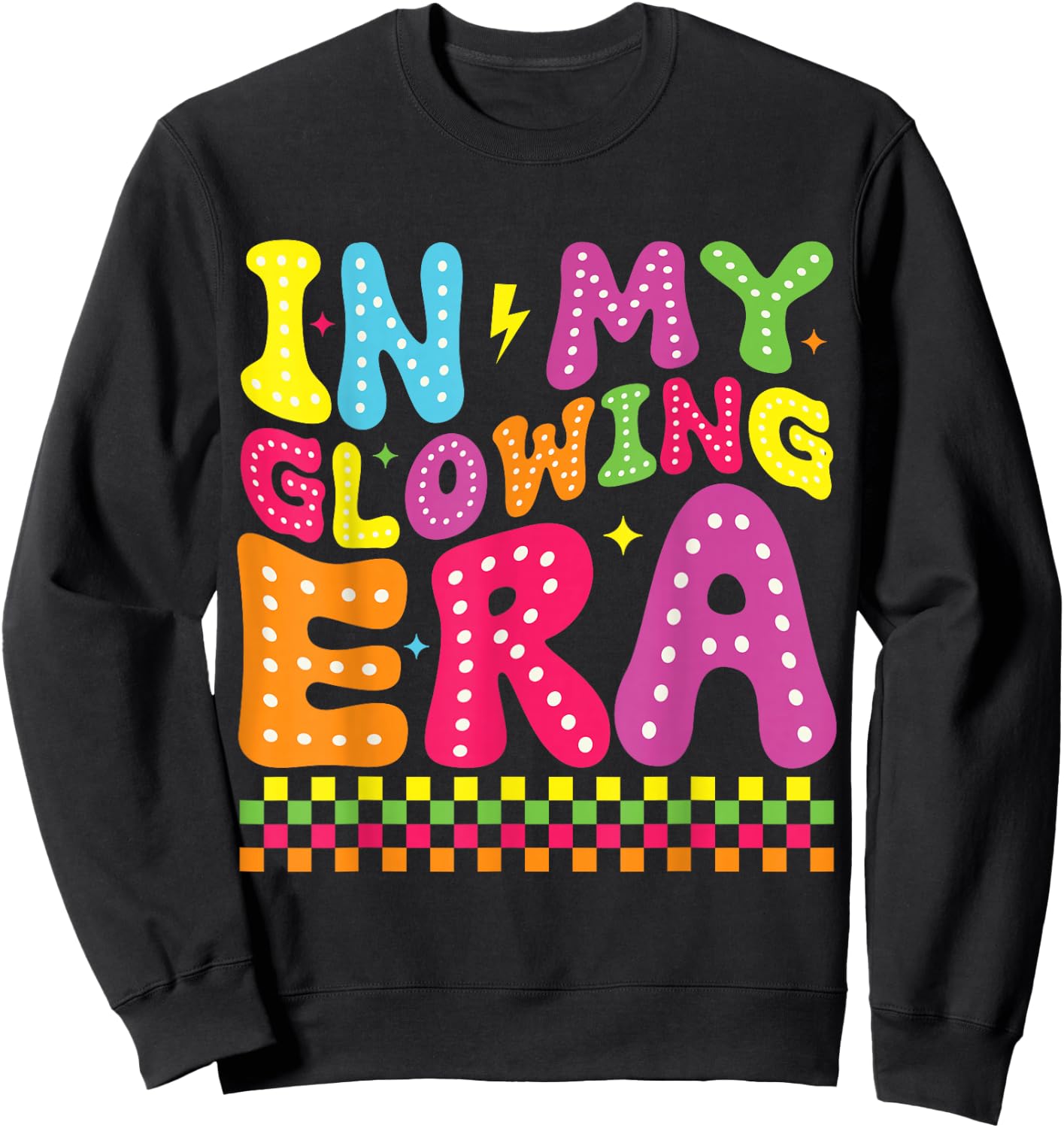In My Glowing Era Groovy Retro Funny Summer Vacation Sweatshirt - Sweatshirt | Black