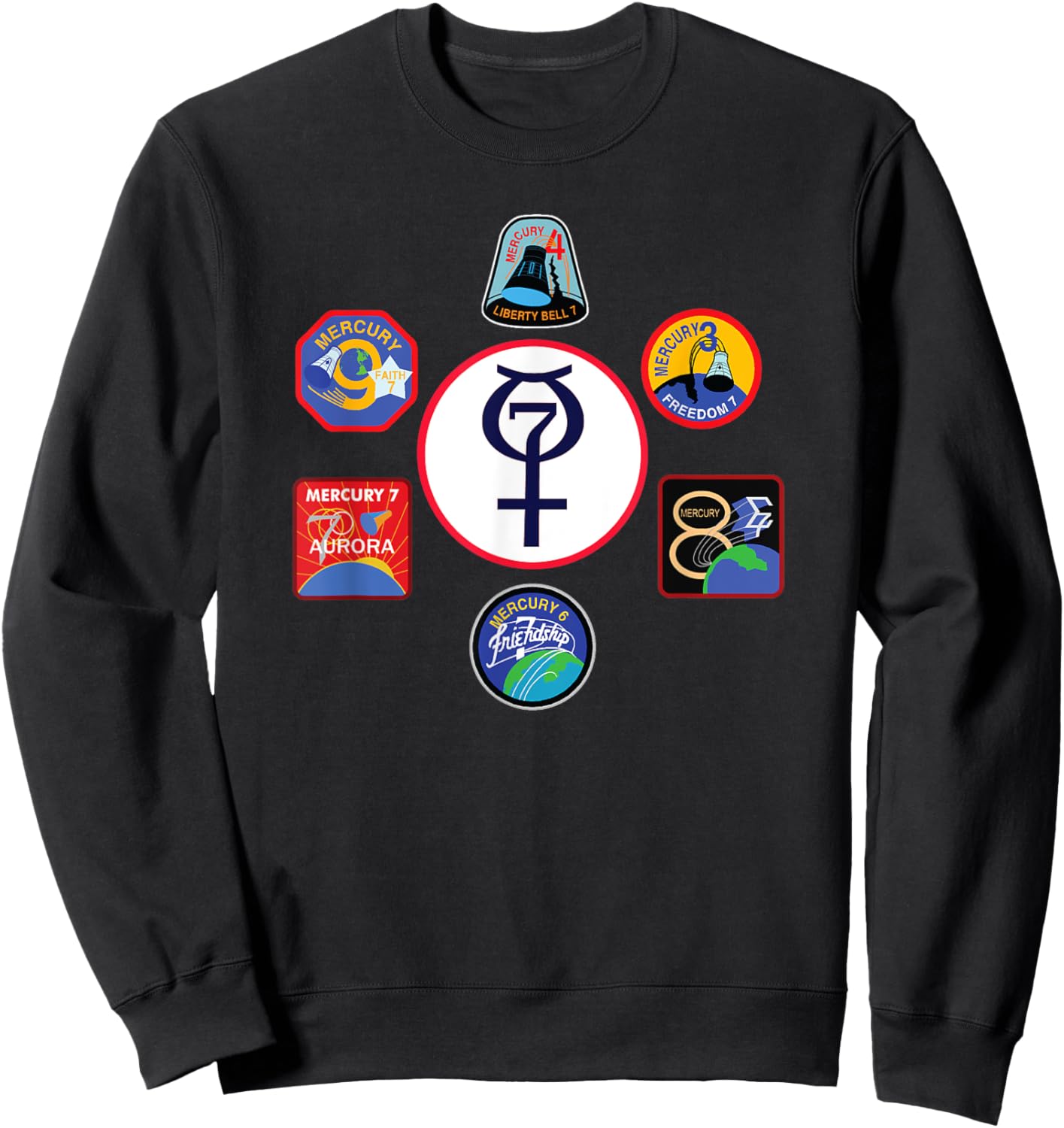 NASA Project Mercury Program Mission Crew Insignia Sweatshirt - Sweatshirt | Black