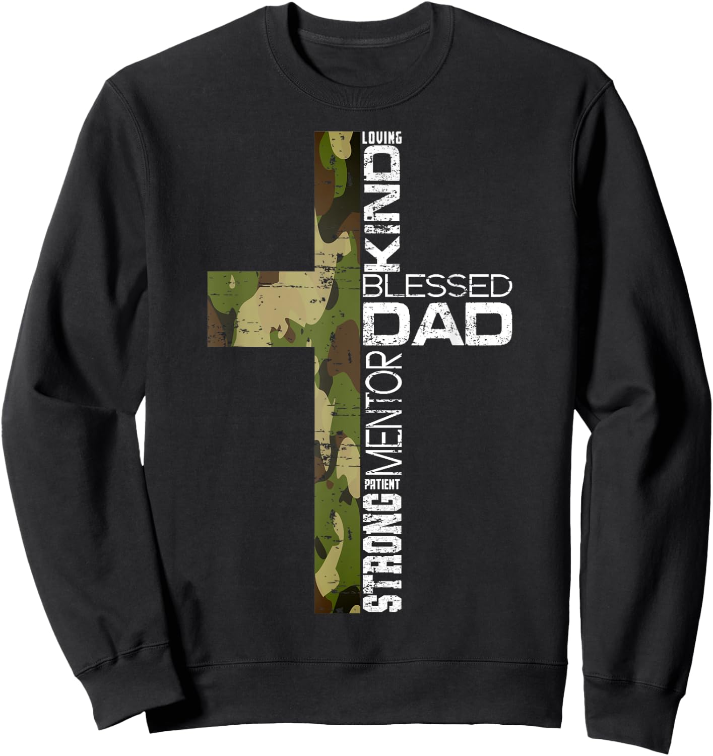 Blessed Dad Cross Christians Father's Day Christian Dad Sweatshirt - Sweatshirt | Black