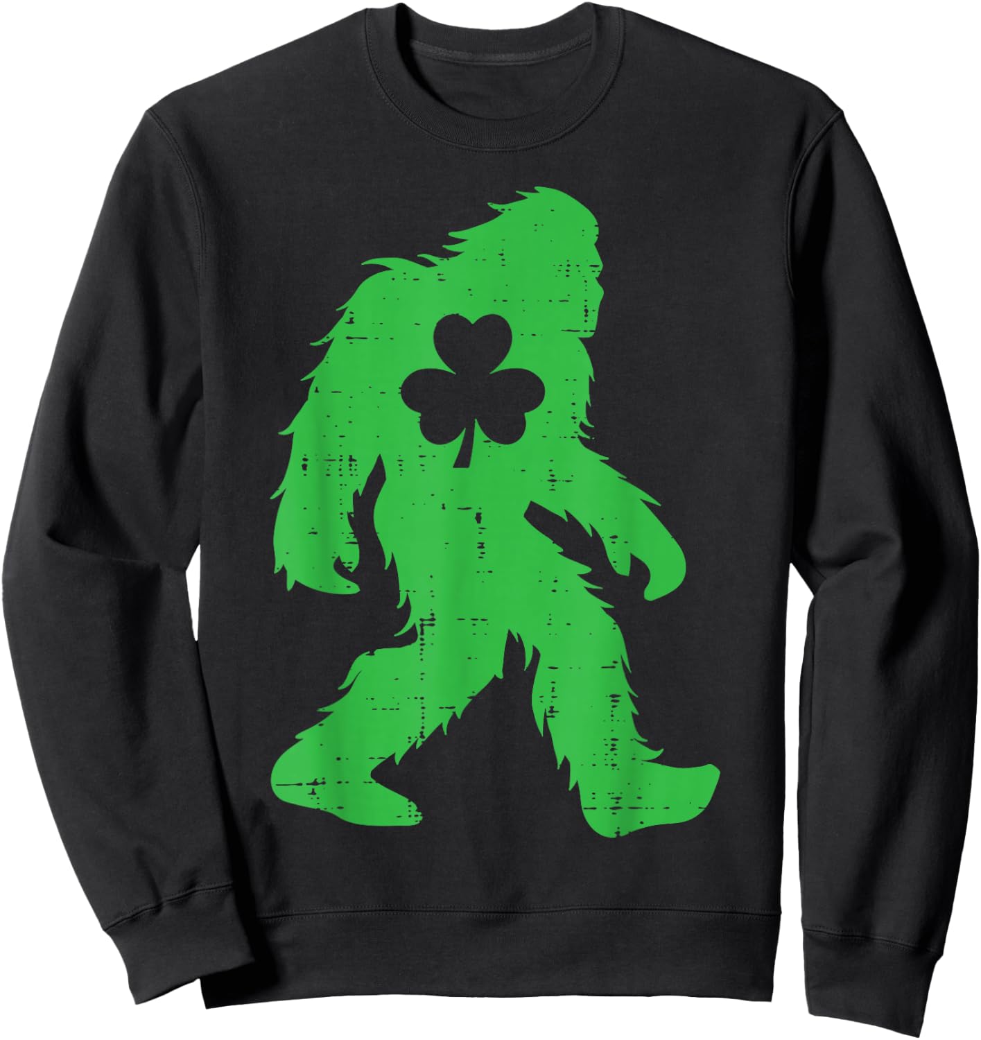 St Patricks Day Bigfoot Sasquatch Shamrock Men Women Kids Sweatshirt - Sweatshirt | Black