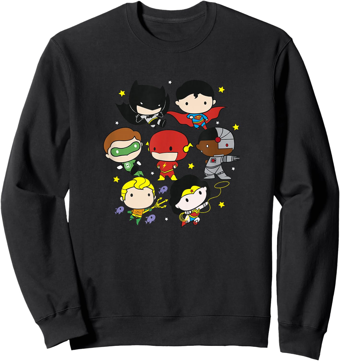 DC Comics Justice League Superhero Chibi Group Portraits Sweatshirt - Sweatshirt | Black