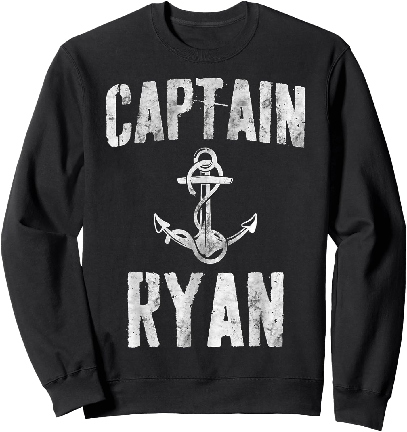 Funny Personalized Boating Shirt First Name Captain Ryan Sweatshirt - Sweatshirt | Black