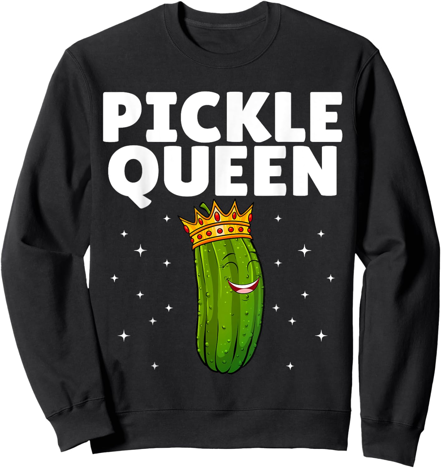 Pickle Queen Art Girls Kids Cucumber Pickle Lover Sweatshirt - Sweatshirt | Black
