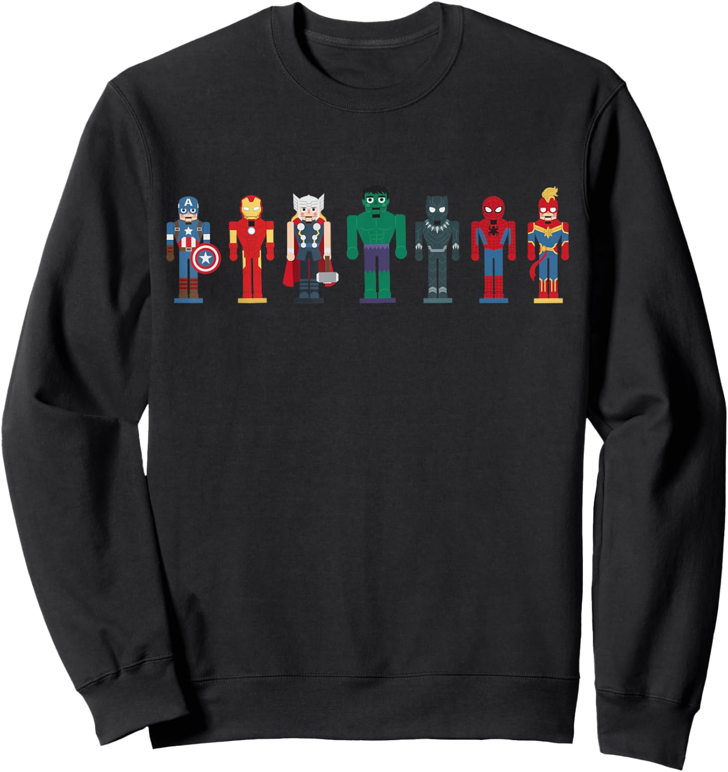 Marvel Holiday Christmas Avengers Team Festive Nutcrackers Sweatshirt - Sweatshirt | Black