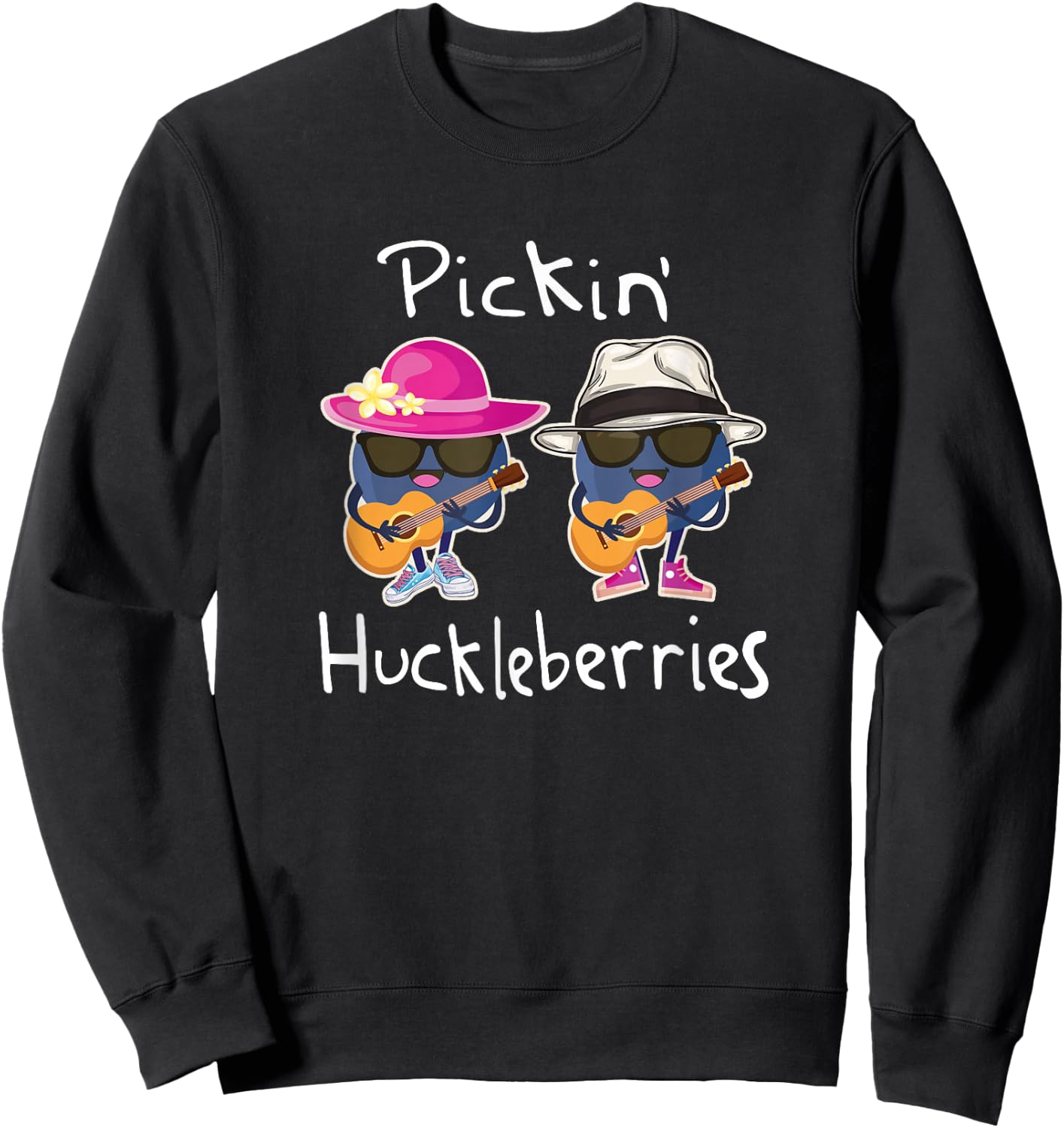 Huckleberry Picking Huckleberries Playing Guitar Kawaii Sweatshirt - Sweatshirt | Black