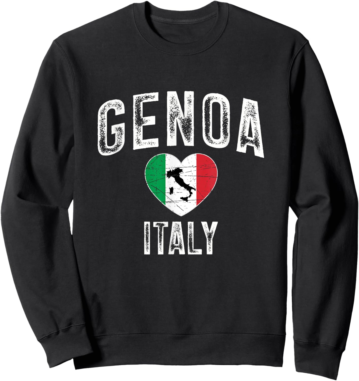 Genoa City In Italy, Flag Of Italy, Italy Map Sweatshirt - Sweatshirt | Black