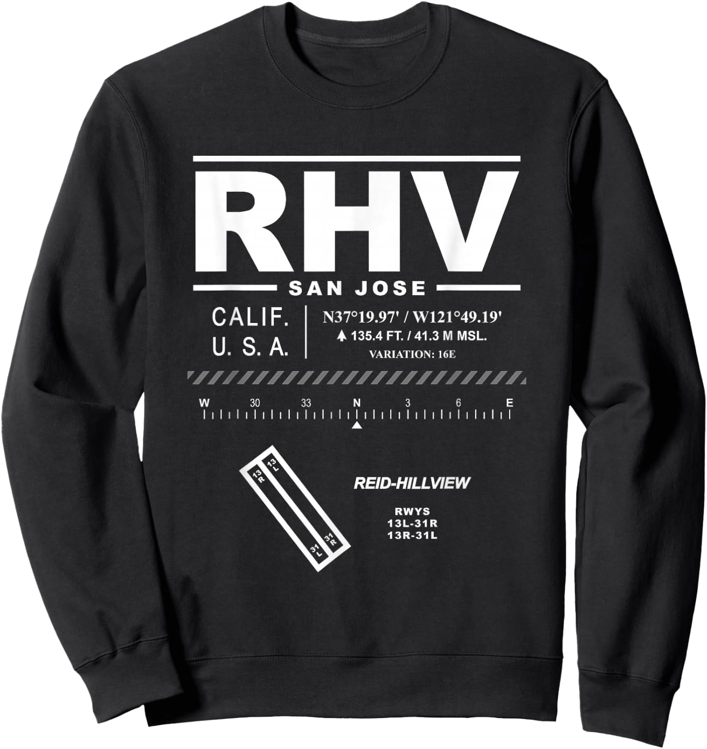 Reid-Hillview Airport San Jose California RHV Sweatshirt - Sweatshirt | Black