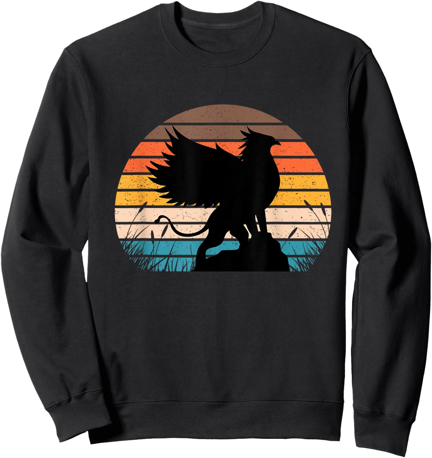 Griffin Retro Vintage Sunset Lion Eagle Mythical Creature Sweatshirt - Sweatshirt | Black