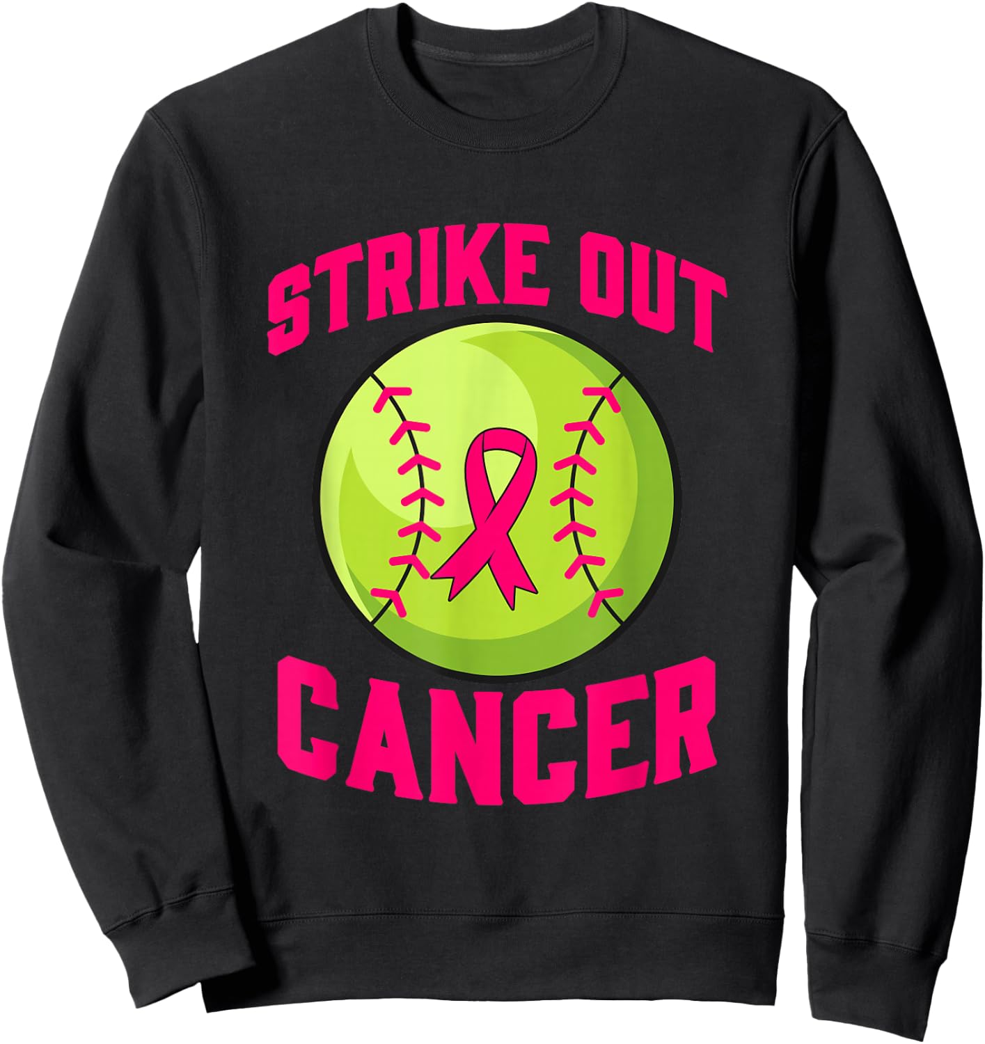 Strike Out Breast Cancer Awareness Softball Fighters Sweatshirt - Sweatshirt | Black