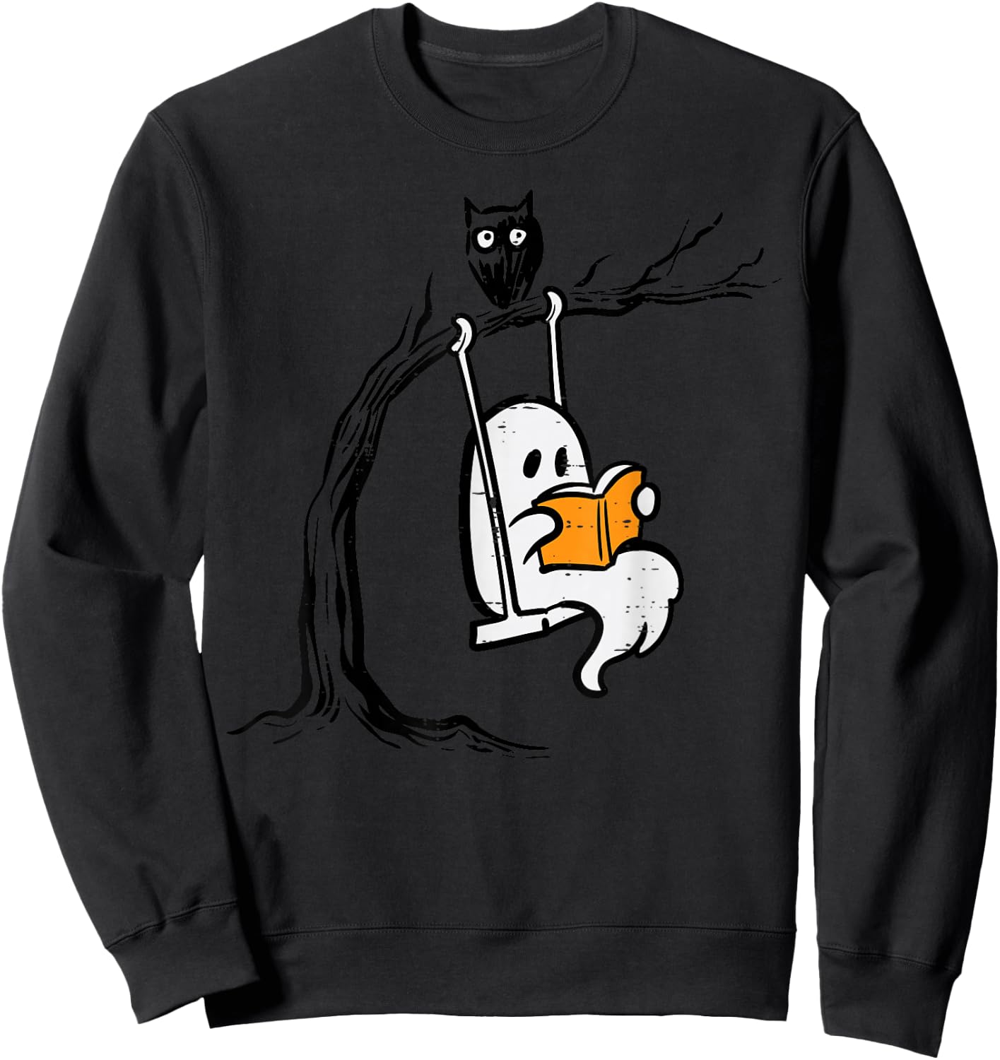 Halloween Ghost Swing Reading Vintage Costume Women Kids Men Sweatshirt - Sweatshirt | Black