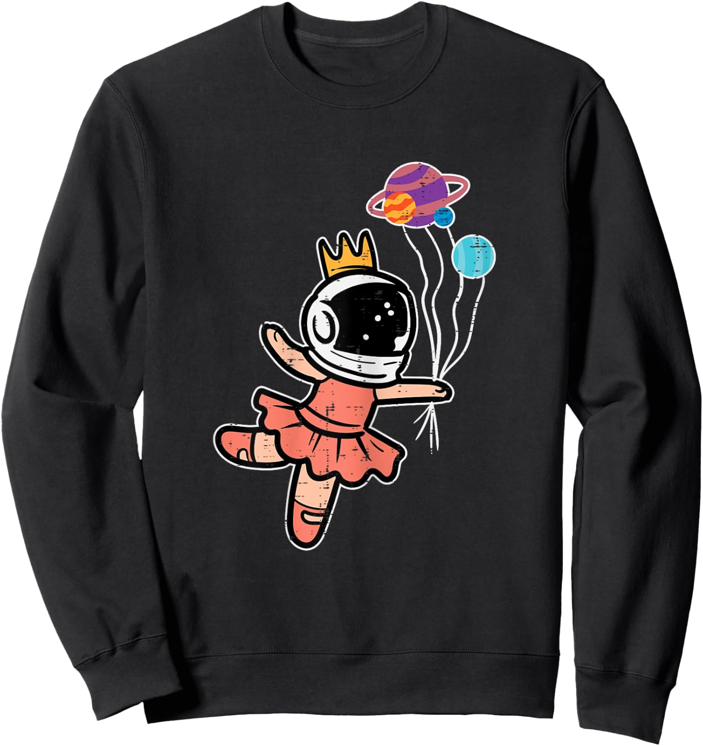 Astronaut Ballet Dancer Space Galaxy Girls Kids Youth Women Sweatshirt - Sweatshirt | Black