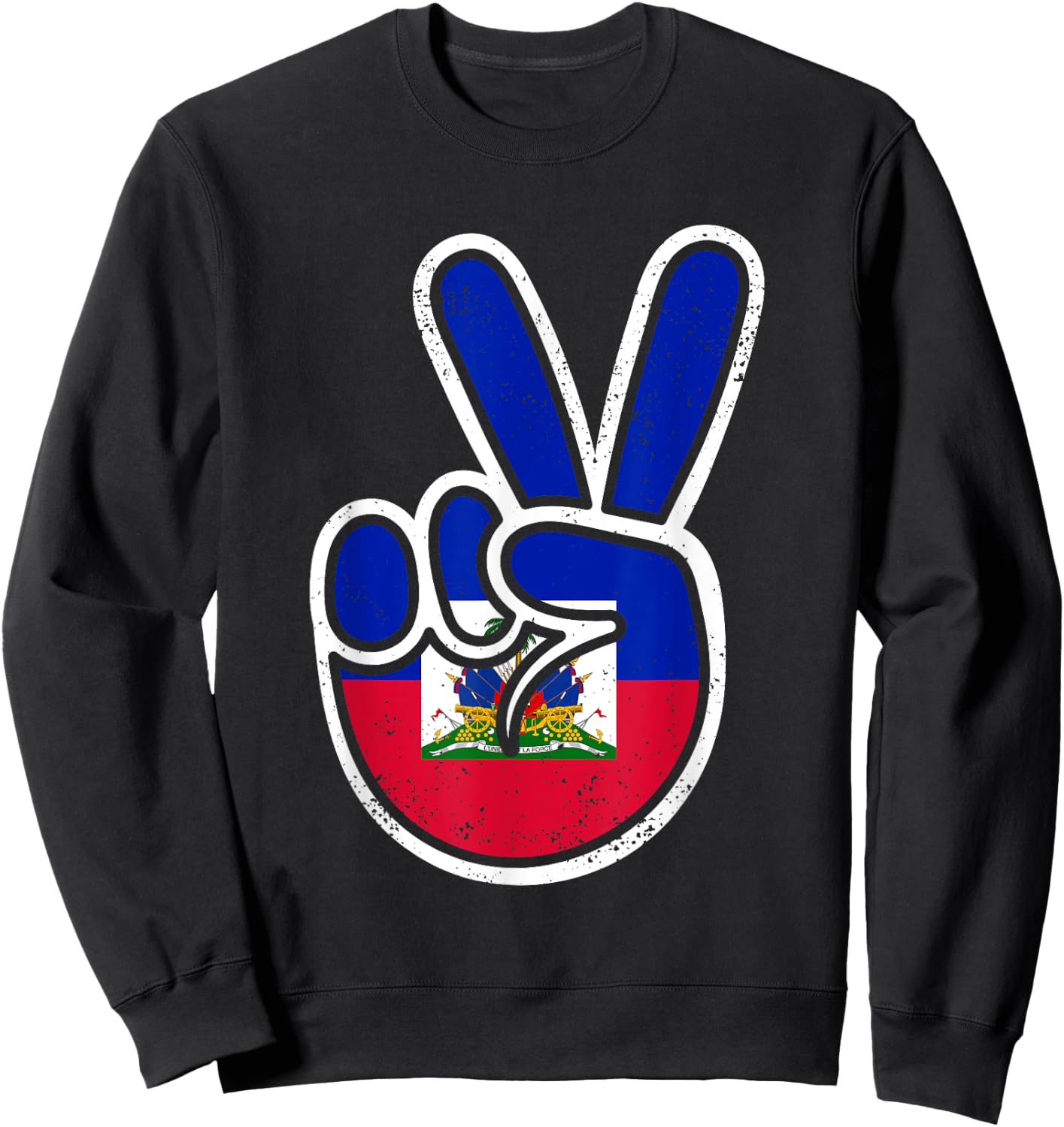 Haitian Flag Day Peace Sign Funny Haiti Retro Boys Toddler Sweatshirt - Sweatshirt | Black
