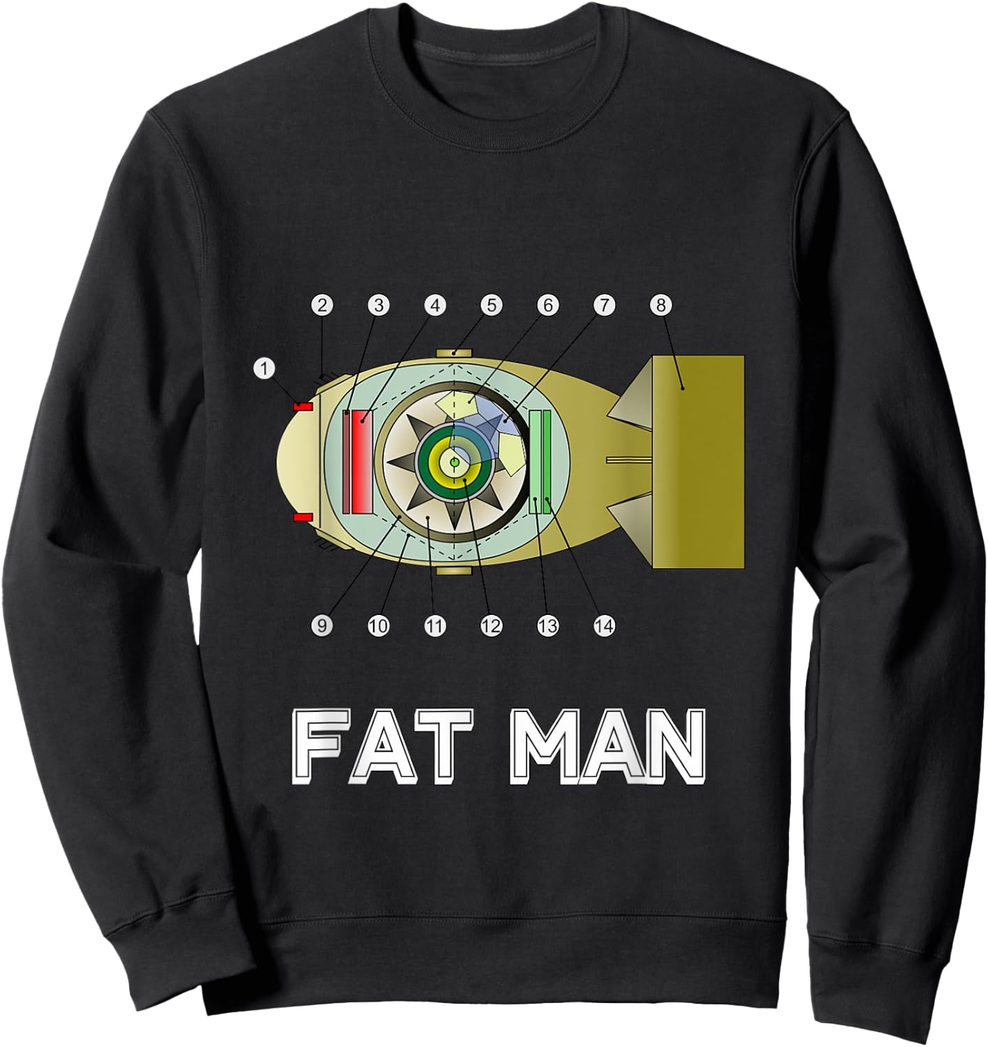 Fat Man - Nuke Bomb Diagram - Nuclear Warhead Missile Sweatshirt - Sweatshirt | Black