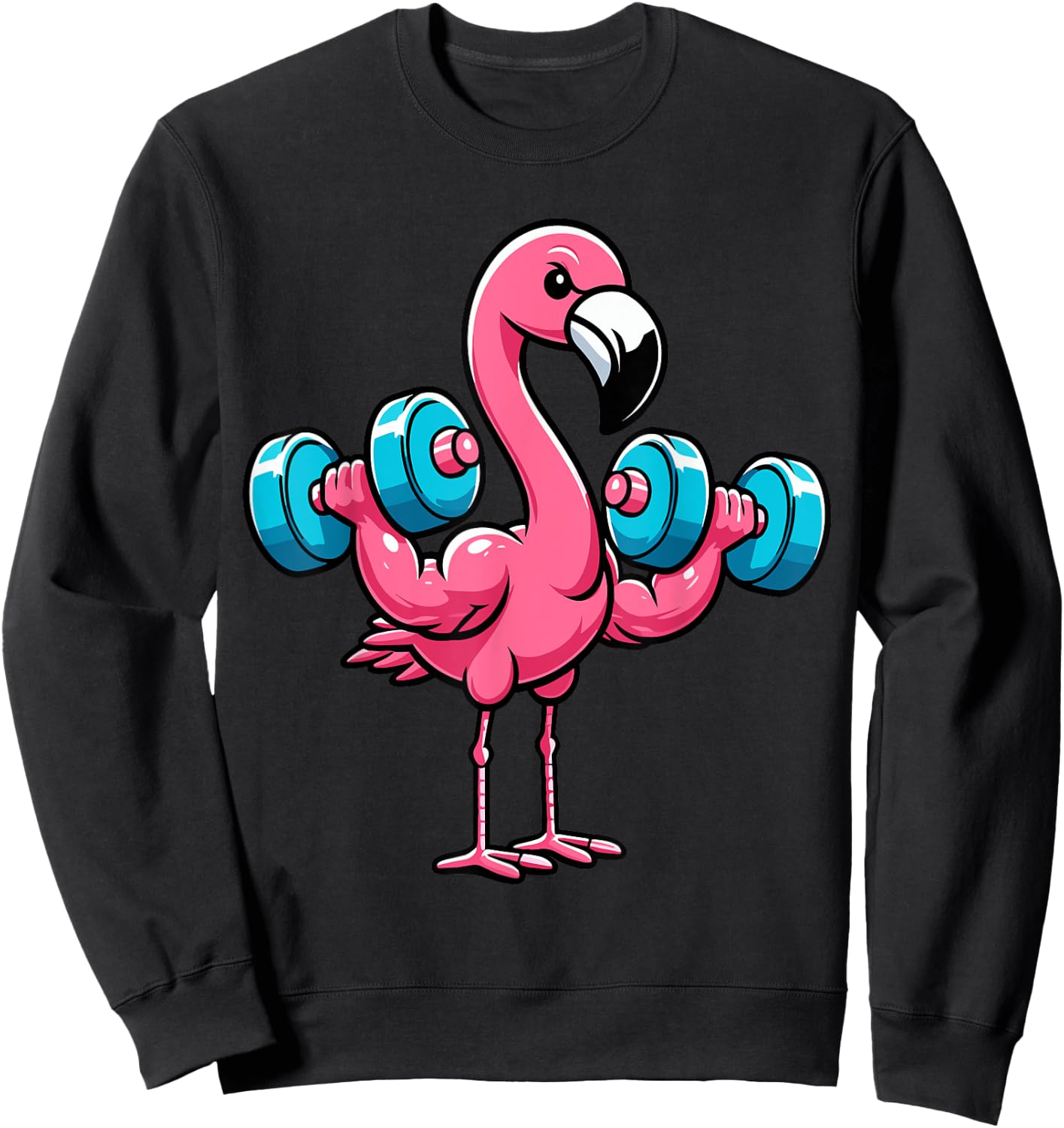 Funny Flamingo Weightlifting Fitness Gym Lover Women Sweatshirt - Sweatshirt | Black