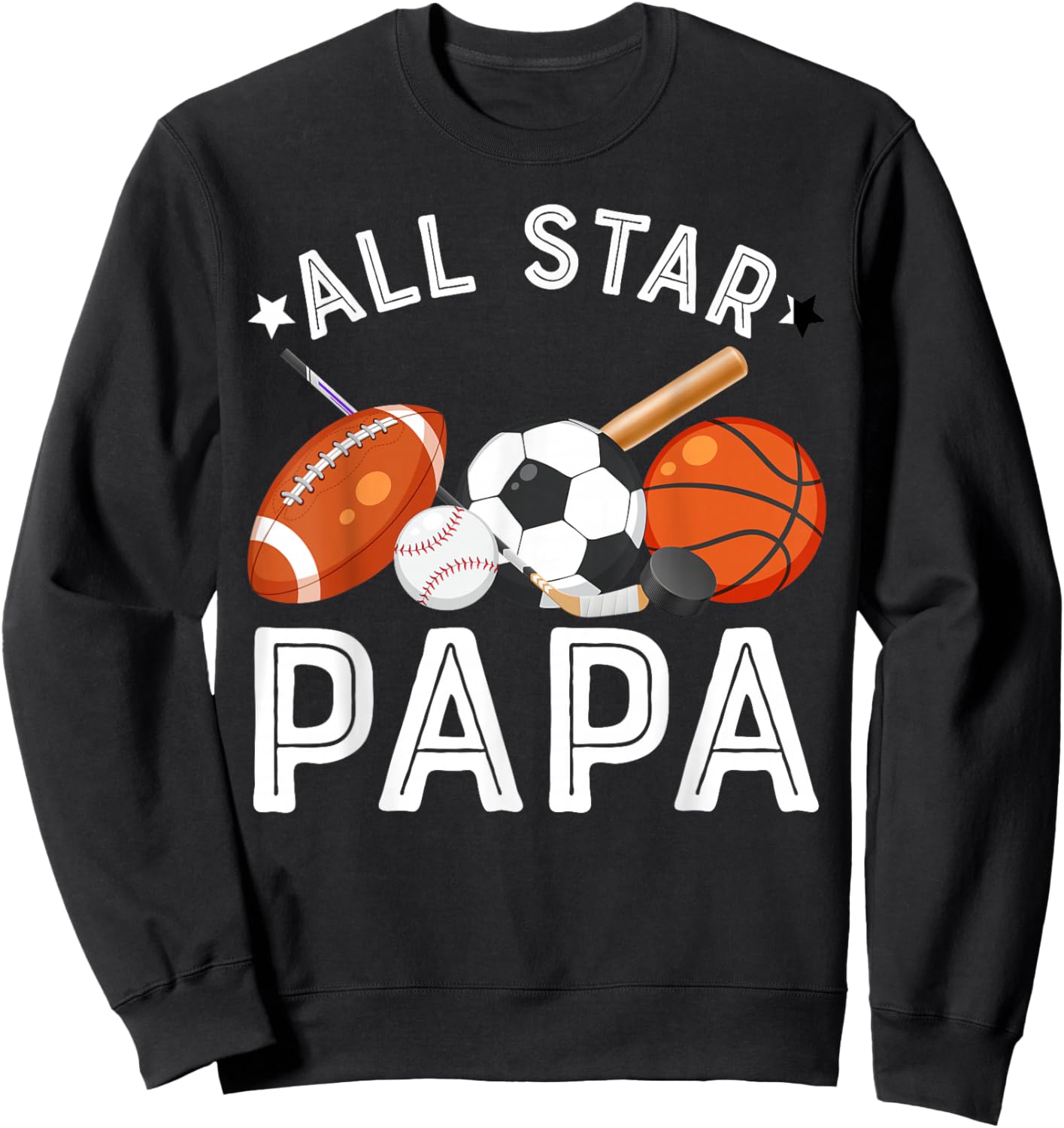 All Star Papa Of The Birthday Boy Basketball Soccer Sport Sweatshirt - Sweatshirt | Black