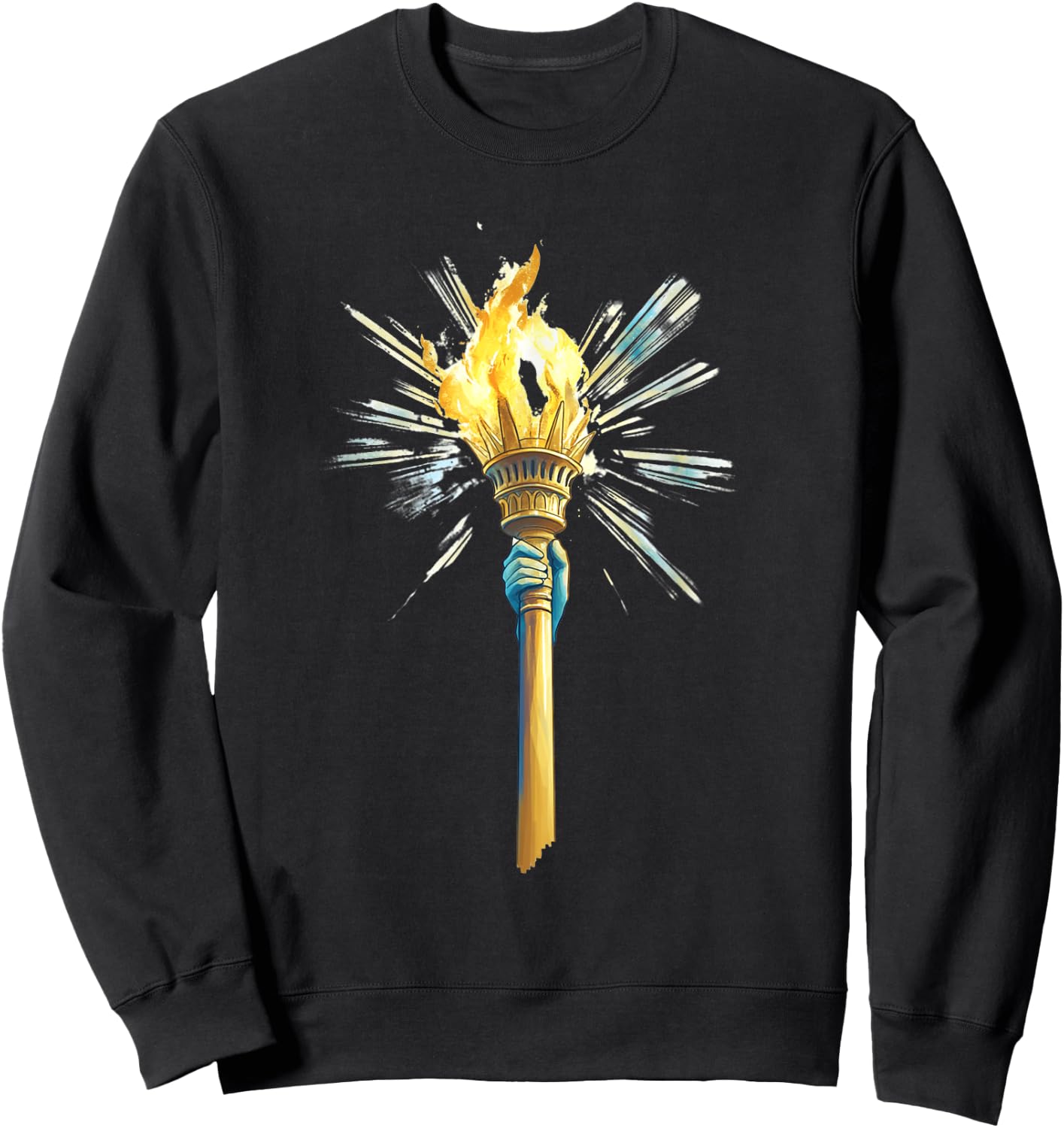 Statue Of Liberty Torch With Fiery Flames Sweatshirt - Sweatshirt | Black