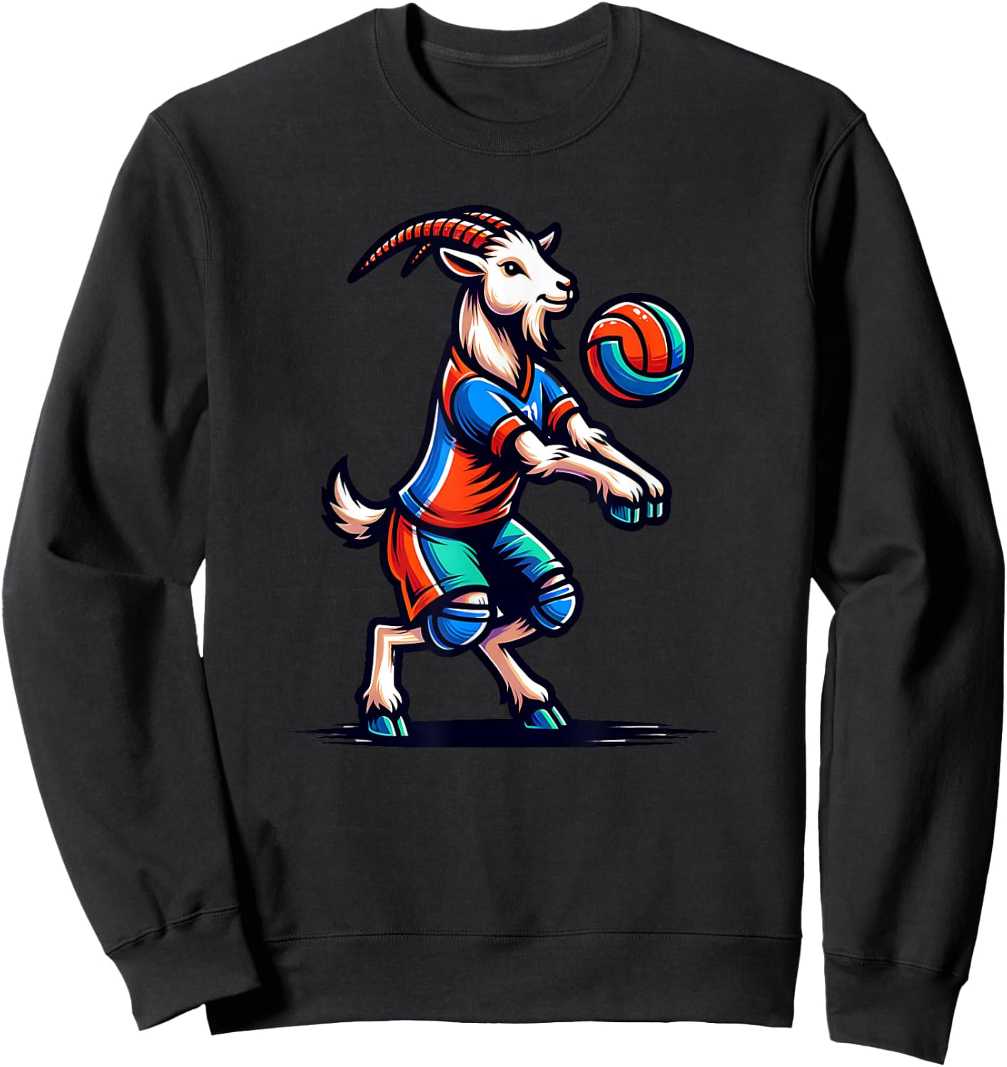 Unique Goat Volleyball Player Team Spirit Art Sweatshirt - Sweatshirt | Black