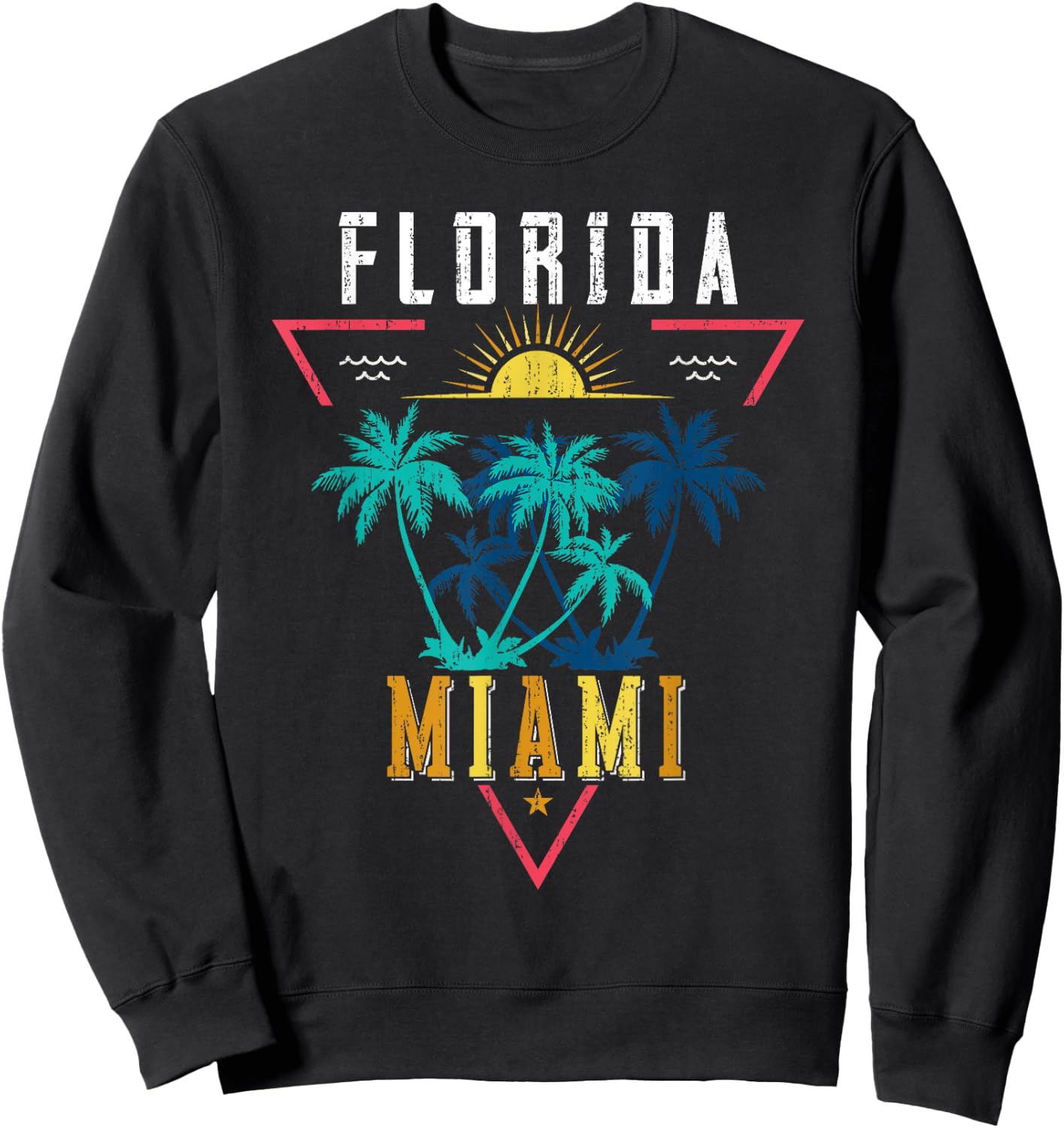 Tropical Summer Vacation Miami Beach Palm Trees Florida Sweatshirt - Sweatshirt | Black