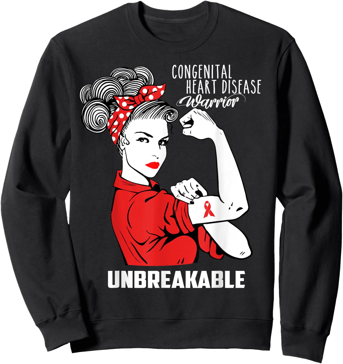 Congenital Heart Disease Unbreakable Shirt CHD Awareness Sweatshirt - Sweatshirt | Black