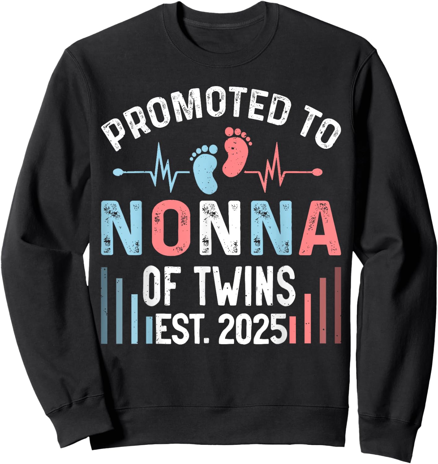 Promoted To Nonna Of Twins Est 2025 Twin Baby Shower Sweatshirt - Sweatshirt | Black