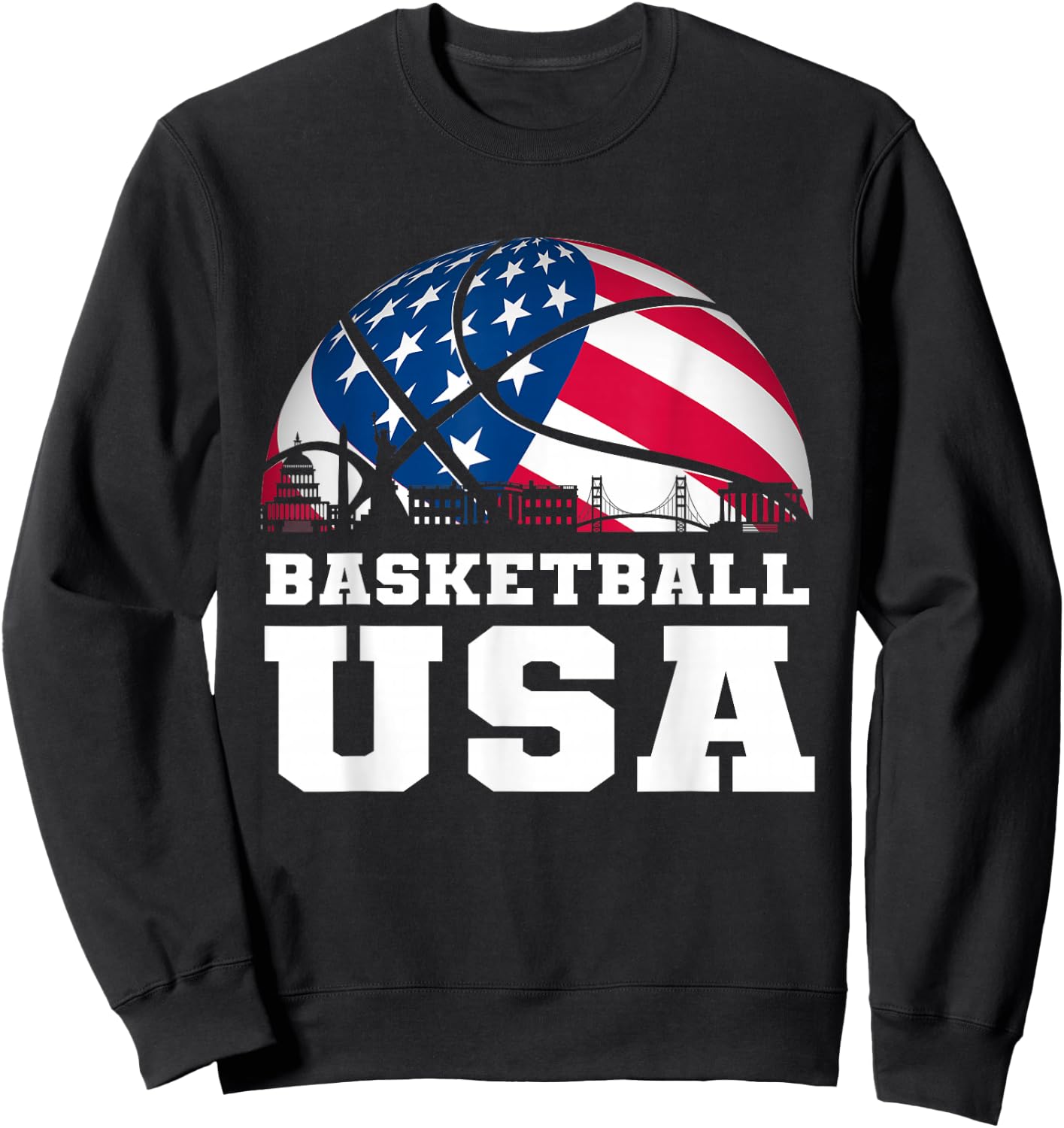 Basketball USA Support The Team USA Flag Dream Sweatshirt - Sweatshirt | Black