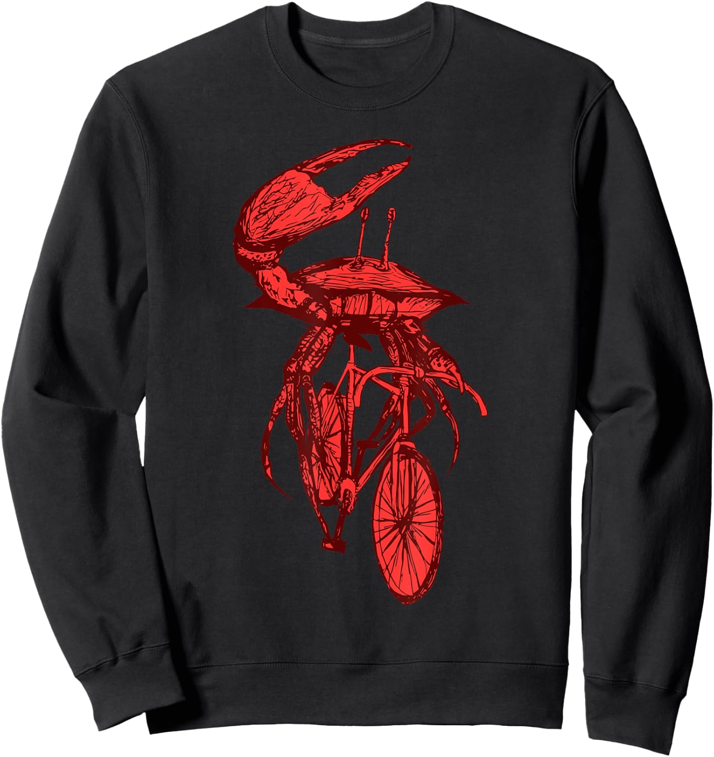 Crab Riding A Bicycle Vintage Cycling Biking Crab Biker Sweatshirt - Sweatshirt | Black