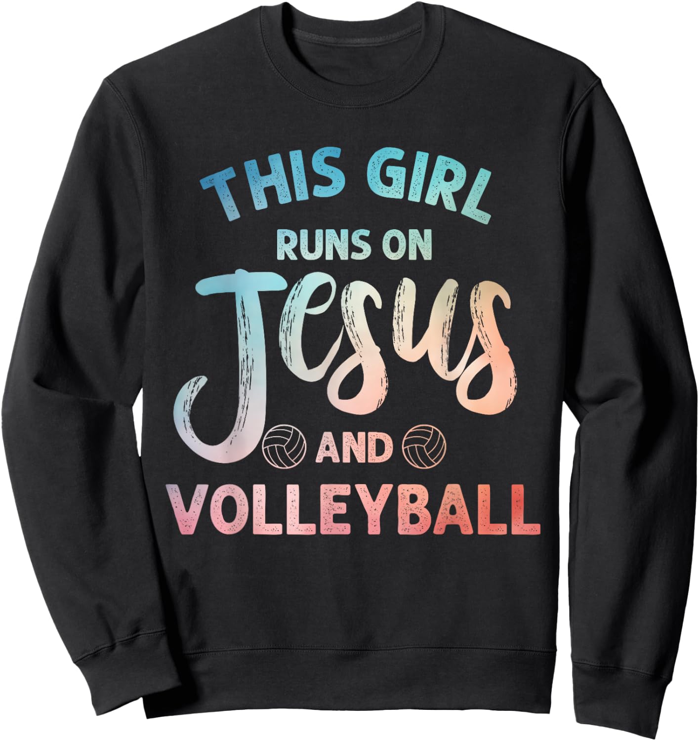 Christian Volleyball Art For Girls Women Volleyball Player Sweatshirt - Sweatshirt | Black